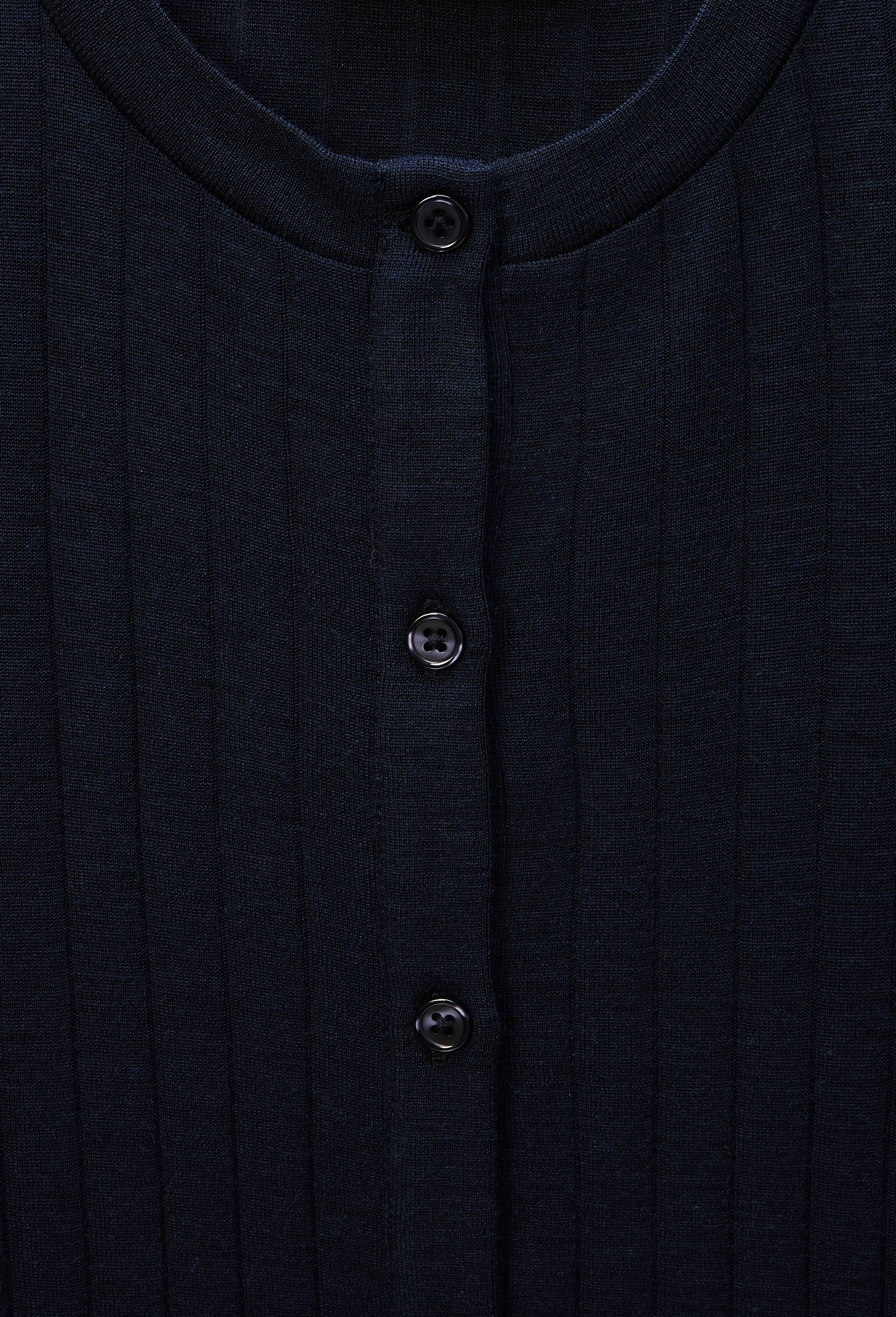 Cardigan uni en laine et soie, Bleu fonc&eacute;, large image number 4