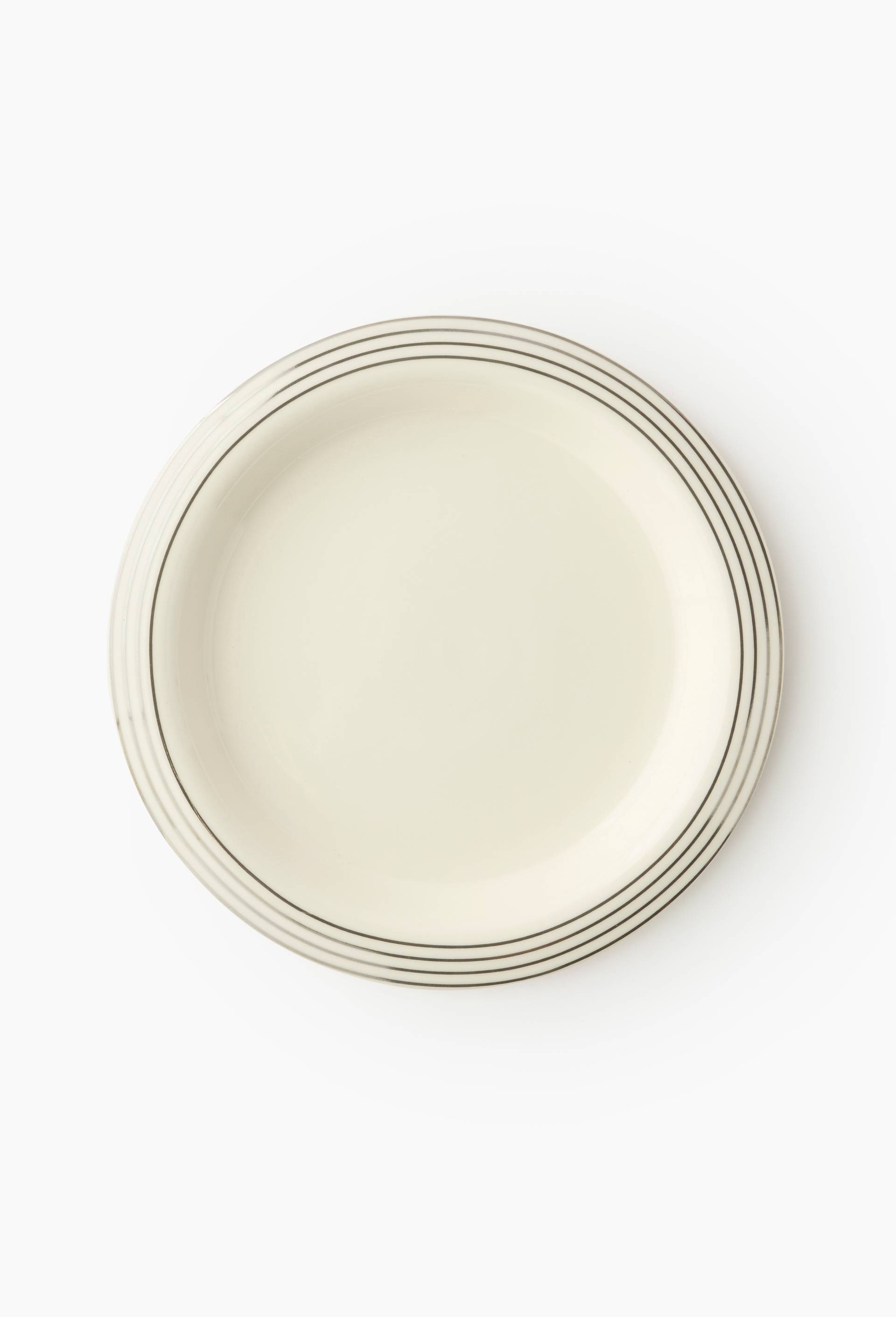 Assiette plate, finition liser&eacute;, 26cm, Ecru, large image number 0
