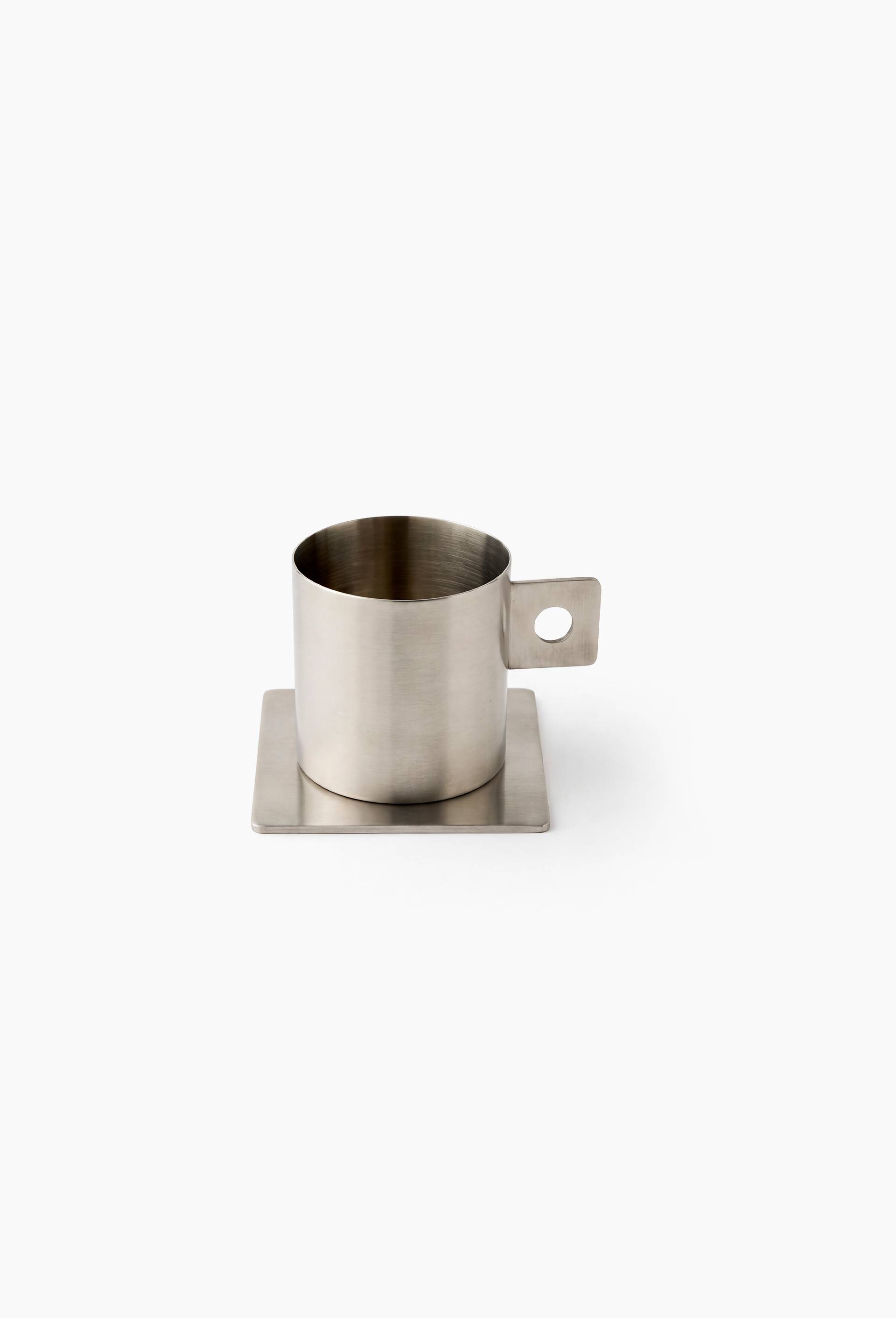 Tasse avec soucoupe, 25cl, en acier inoxydable, Argent, large image number 0.0