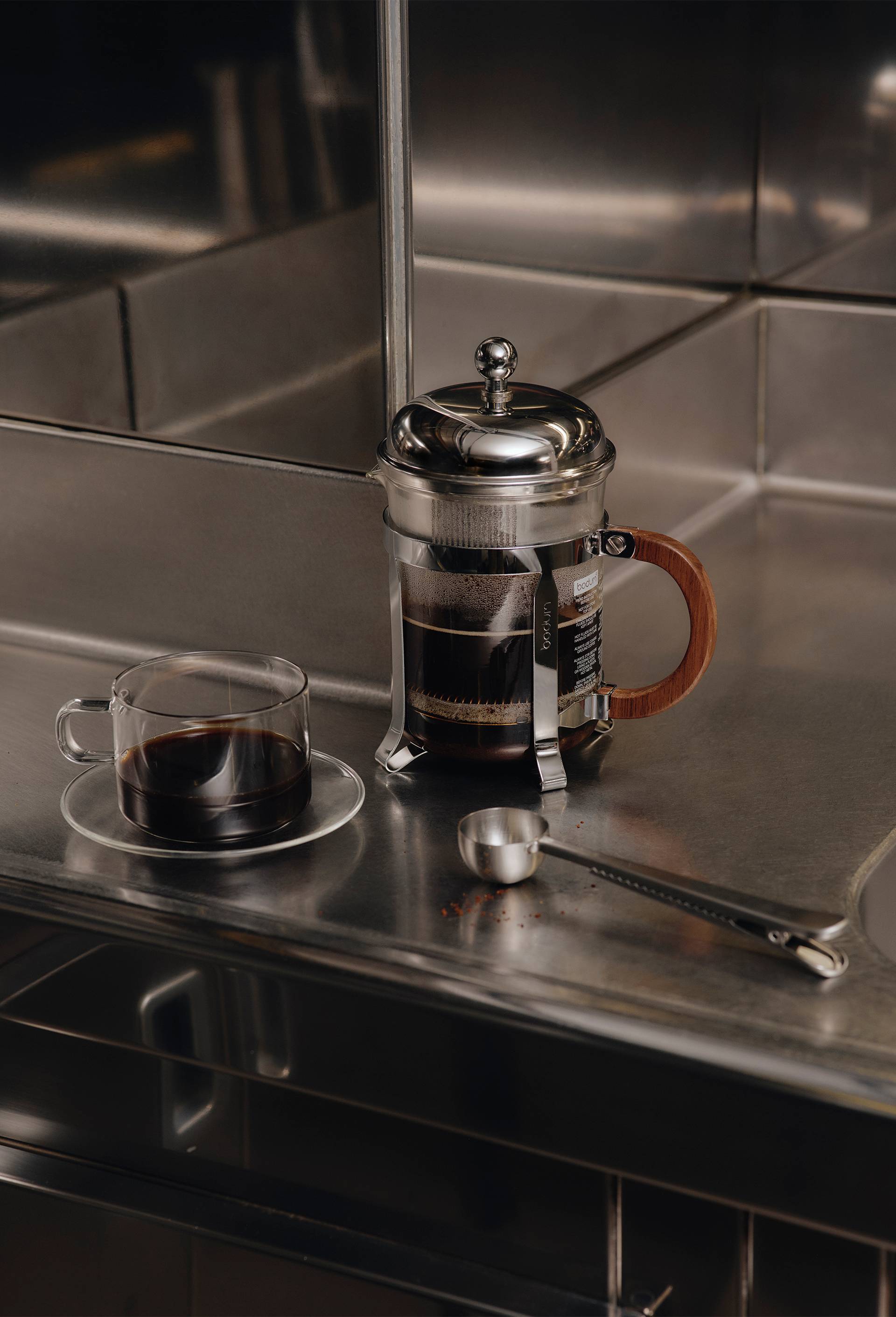 Cuill&egrave;re et pince &agrave; caf&eacute;, en acier inoxydable, Argent, large image number 2