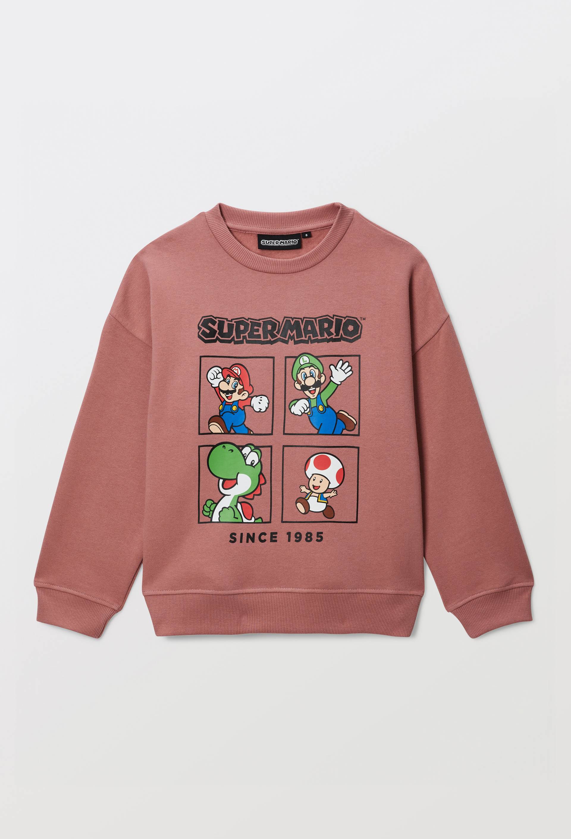 Sweat MARIO imprim&eacute; en coton BIO GOTS, Rose, large image number 2