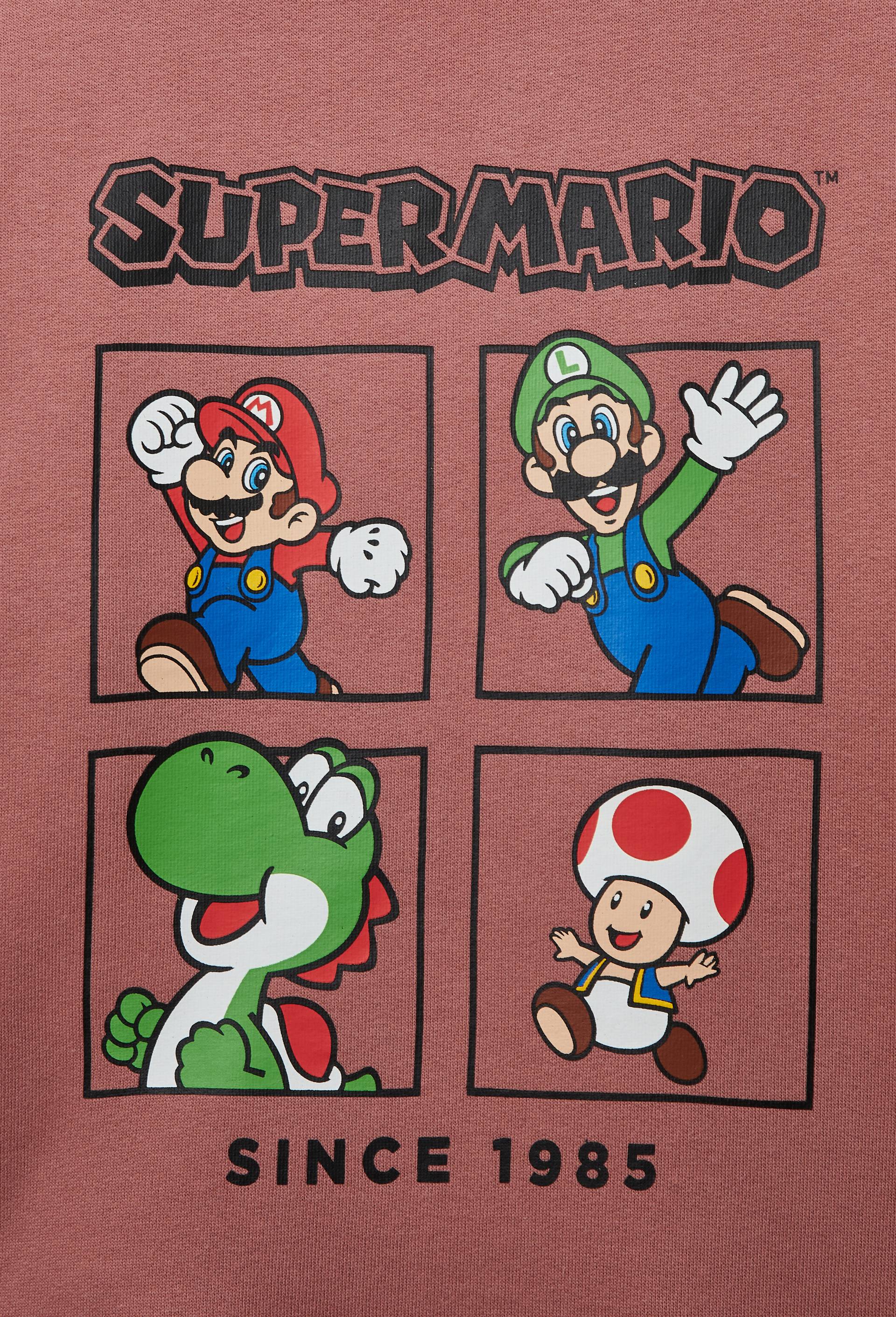 Sweat MARIO imprim&eacute; en coton BIO GOTS, Rose, large image number 4.0