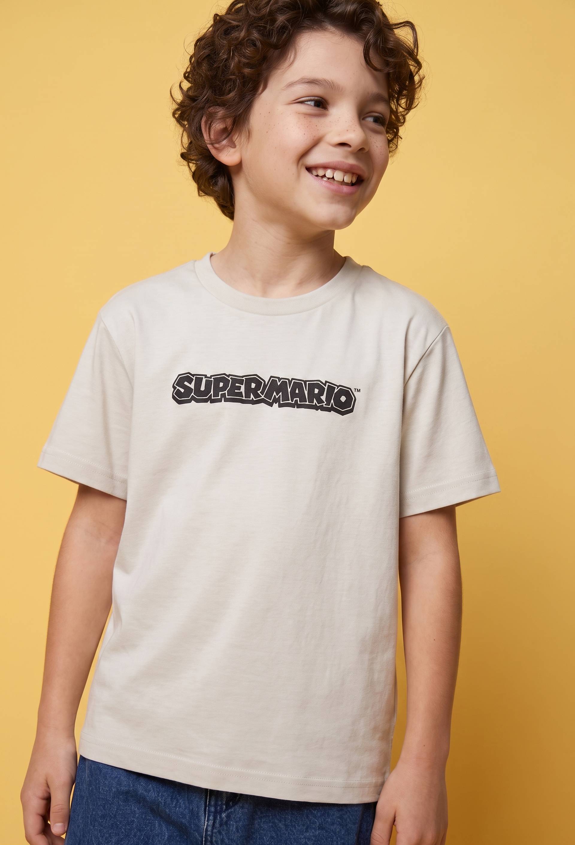 T-shirt MARIO manches courtes imprim&eacute; en coton BIO GOTS, Blanc, large image number 0.0