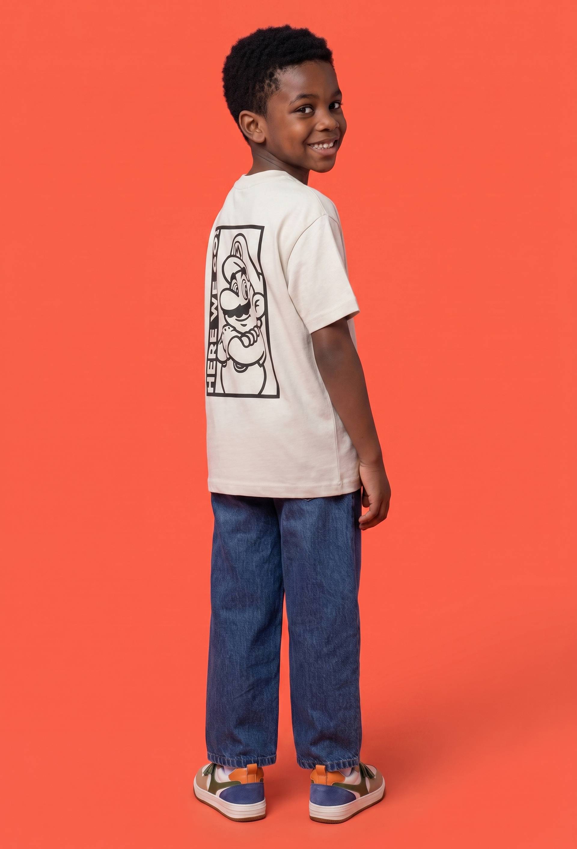 T-shirt MARIO manches courtes imprim&eacute; en coton BIO GOTS, Blanc, large image number 2
