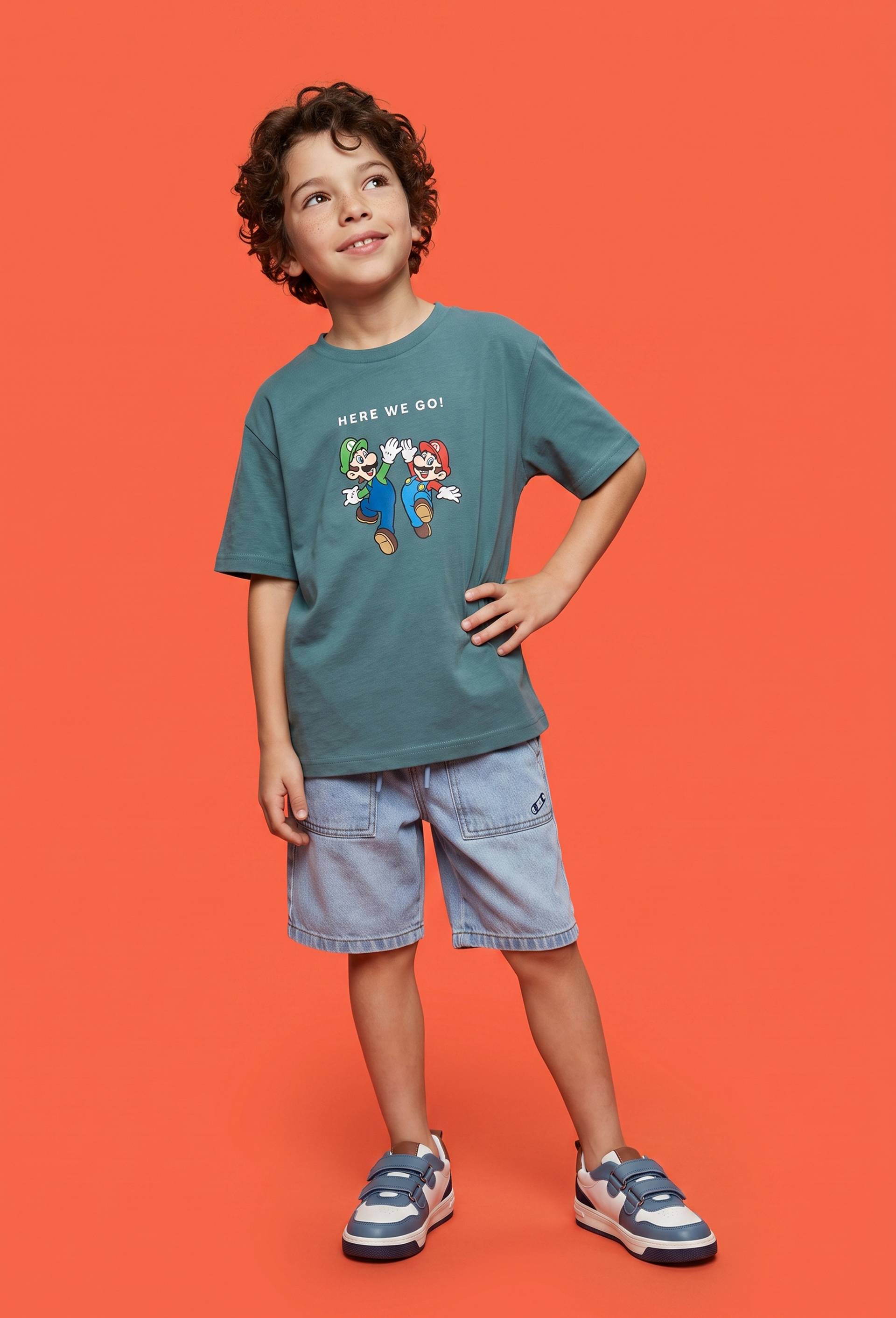 T-shirt MARIO KART manches courtes imprim&eacute; en coton BIO GOTS, Vert, large image number 0