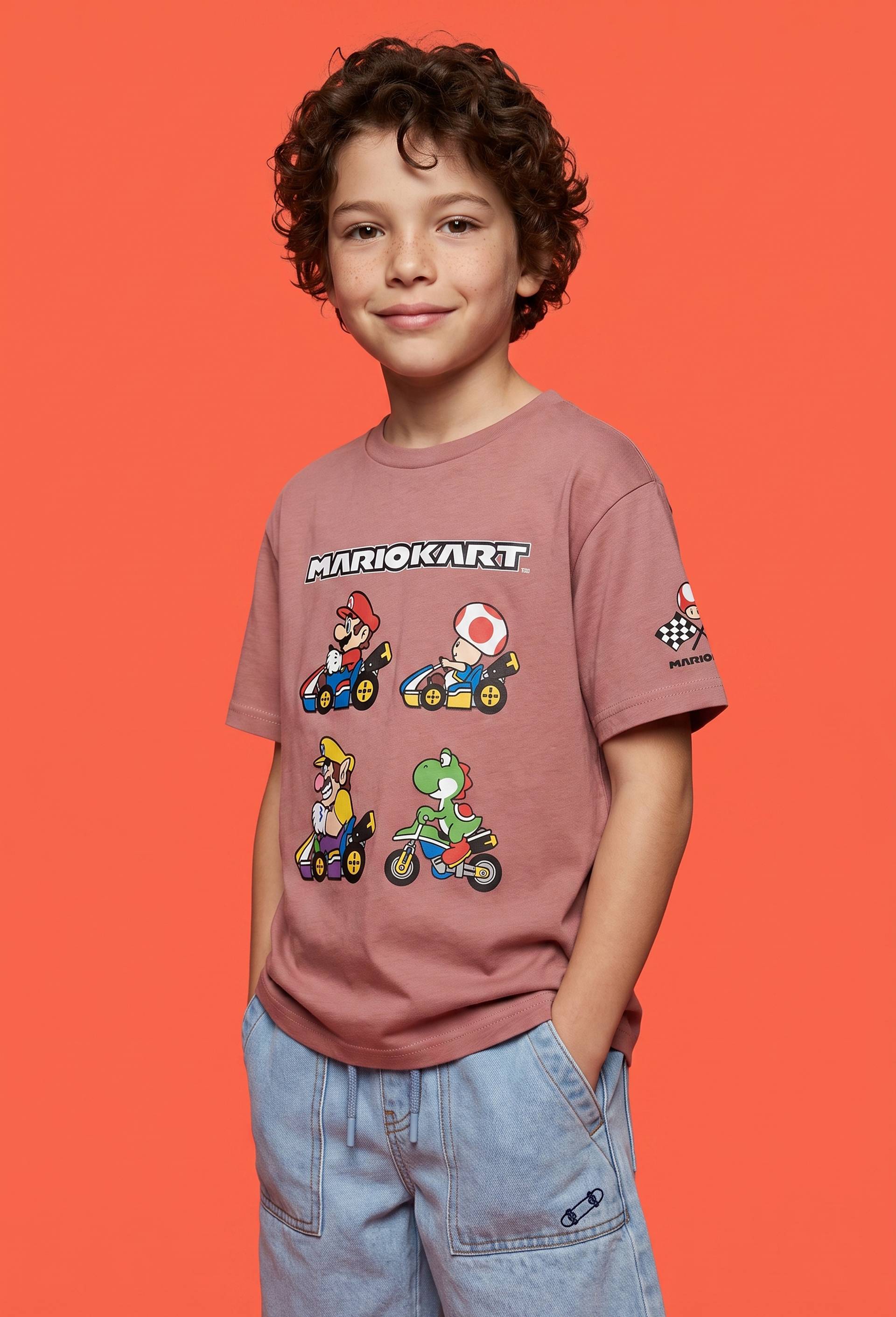 T-shirt MARIO KART manches courtes imprim&eacute; en coton BIO GOTS, Rose, large image number 1.0