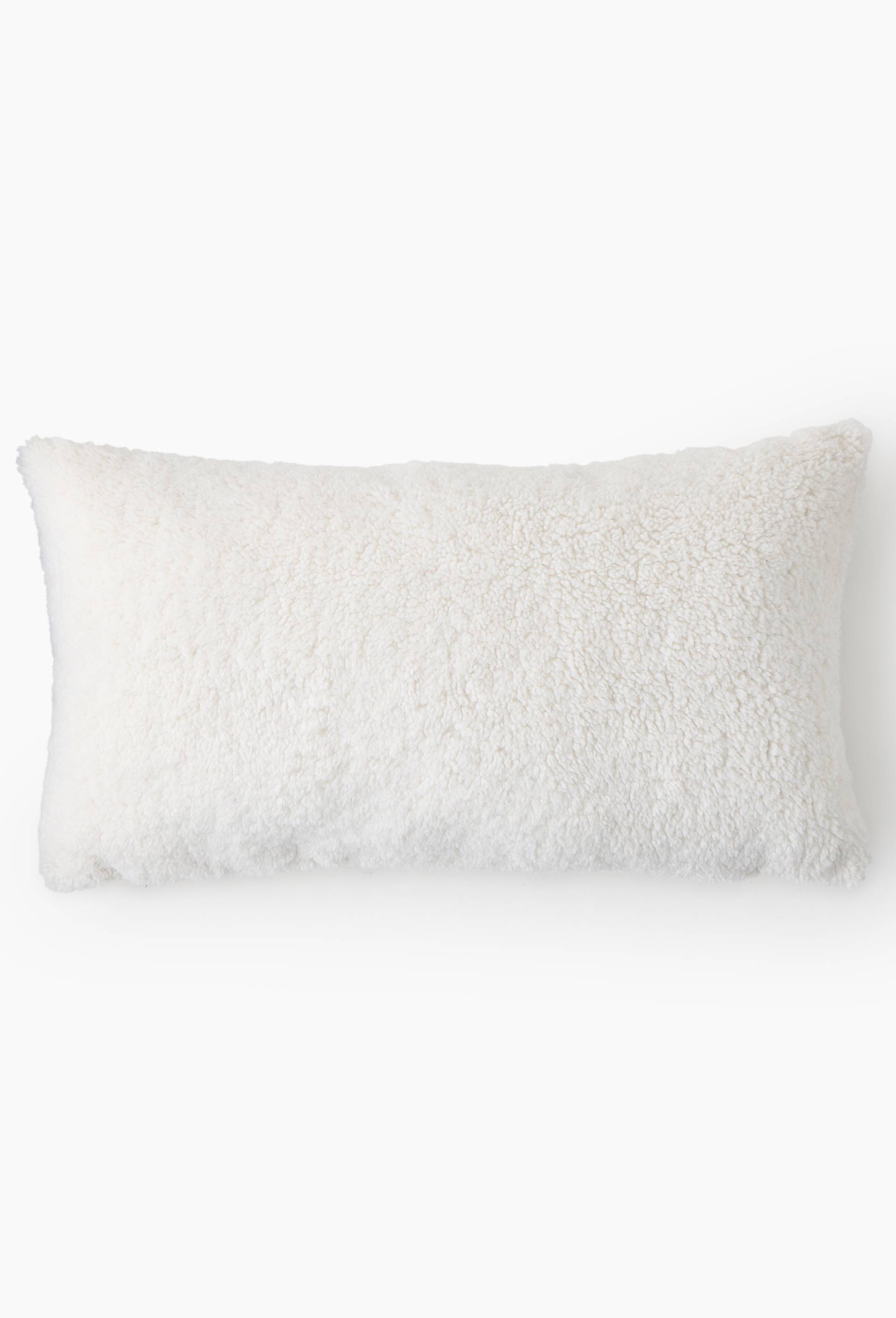 Coussin sherpa blanc, 40x60cm, 100% polyester, Blanc, large image number 0.0