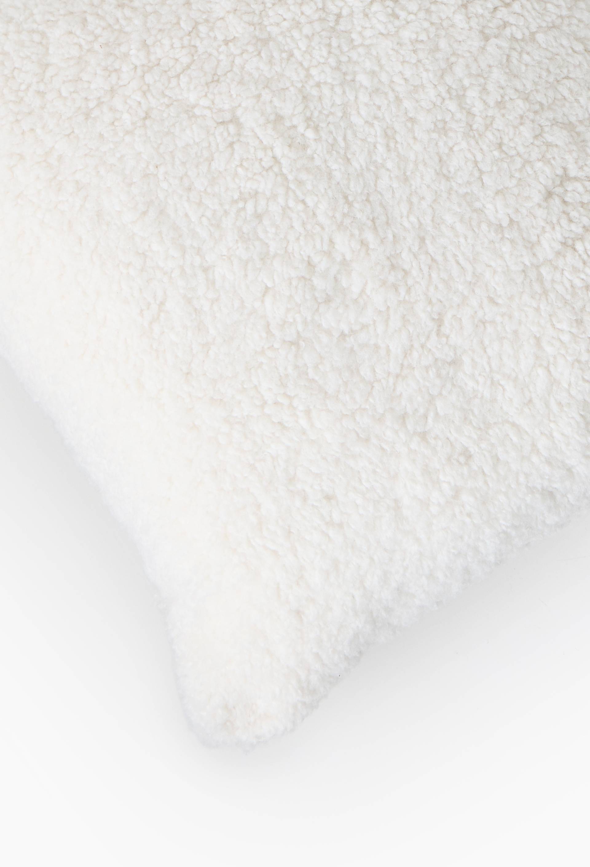 Coussin sherpa blanc, 45x45cm, 100% polyester recycl&eacute;, Blanc, large image number 1