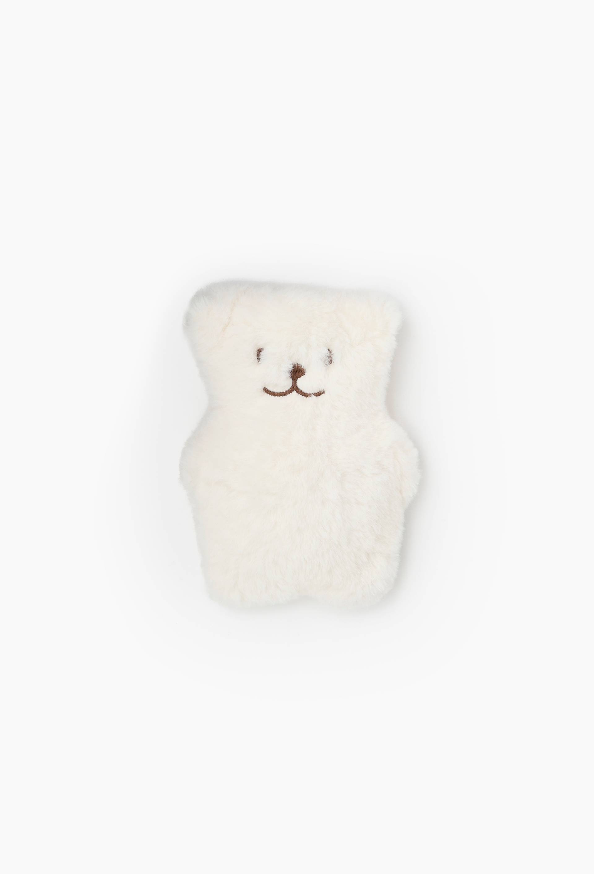 Bouillotte ours, 13x3x18cm, en polyester, Ecru, large image number 0