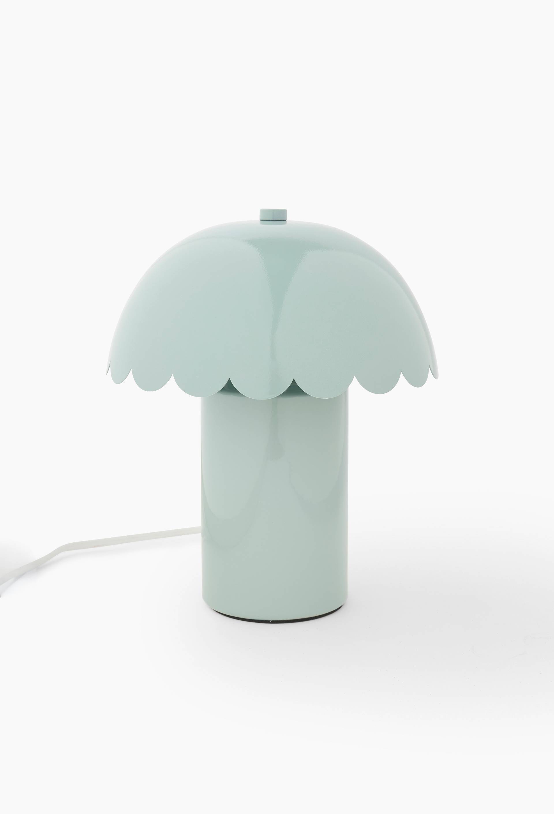 Lampe festonn&eacute;e, D18xH22cm, en c&eacute;ramique et m&eacute;tal, Bleu, large image number 1