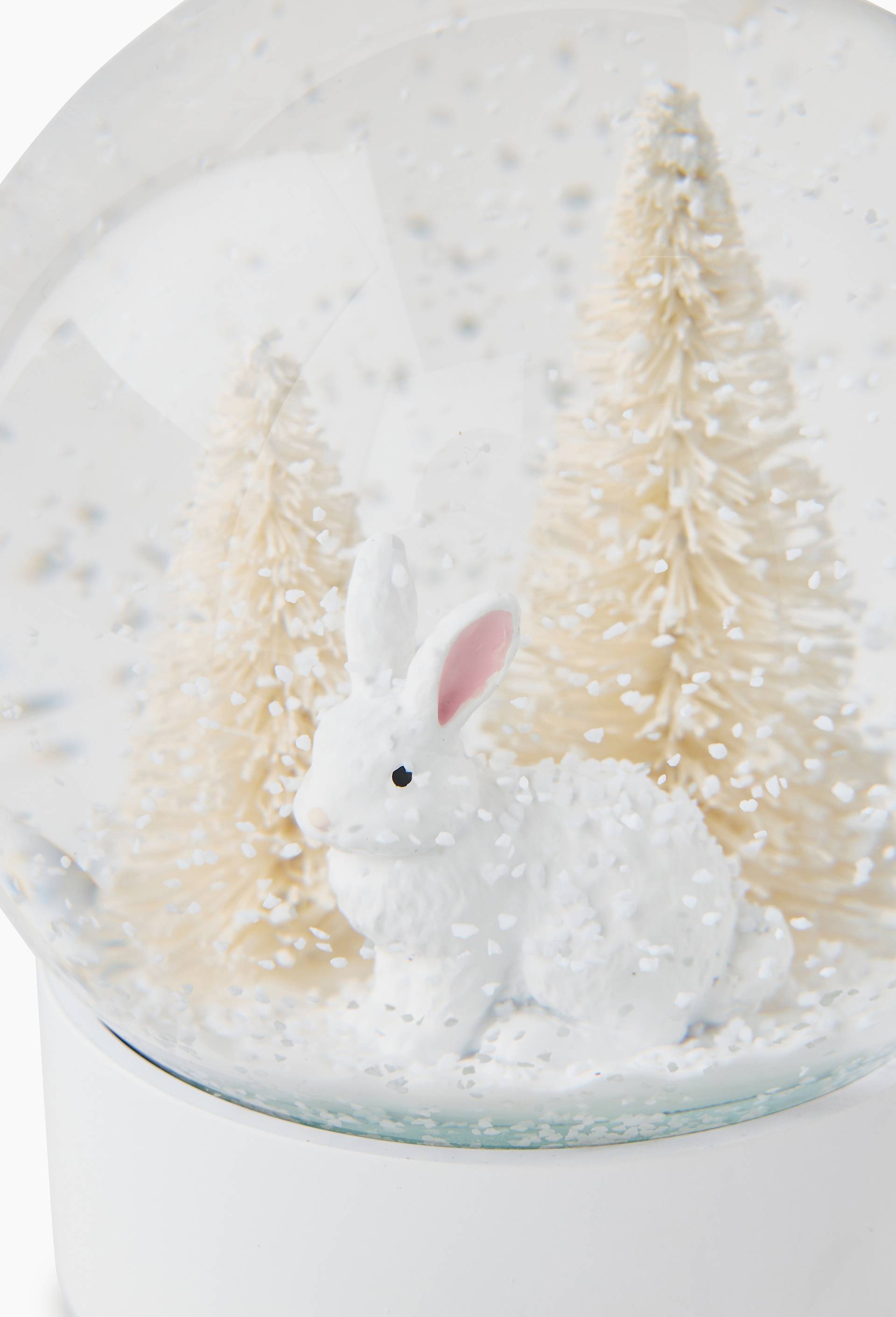 Boule &agrave; neige lapin led, 10x10x13 cm, en verre, Blanc, large image number 1.0