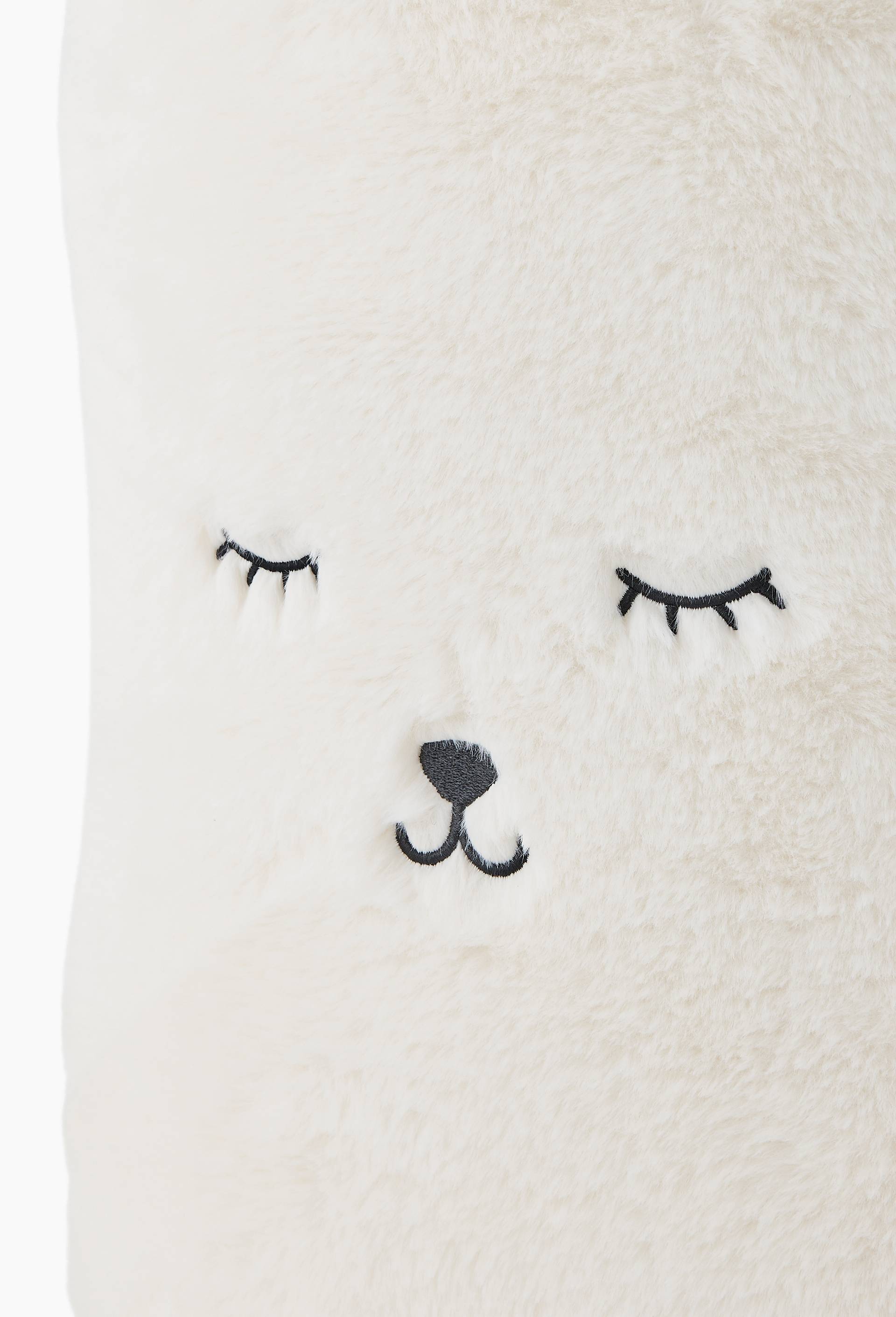 Coffre poil lapin effet doudou, D35xH45cm, en polyester, Blanc, large image number 2