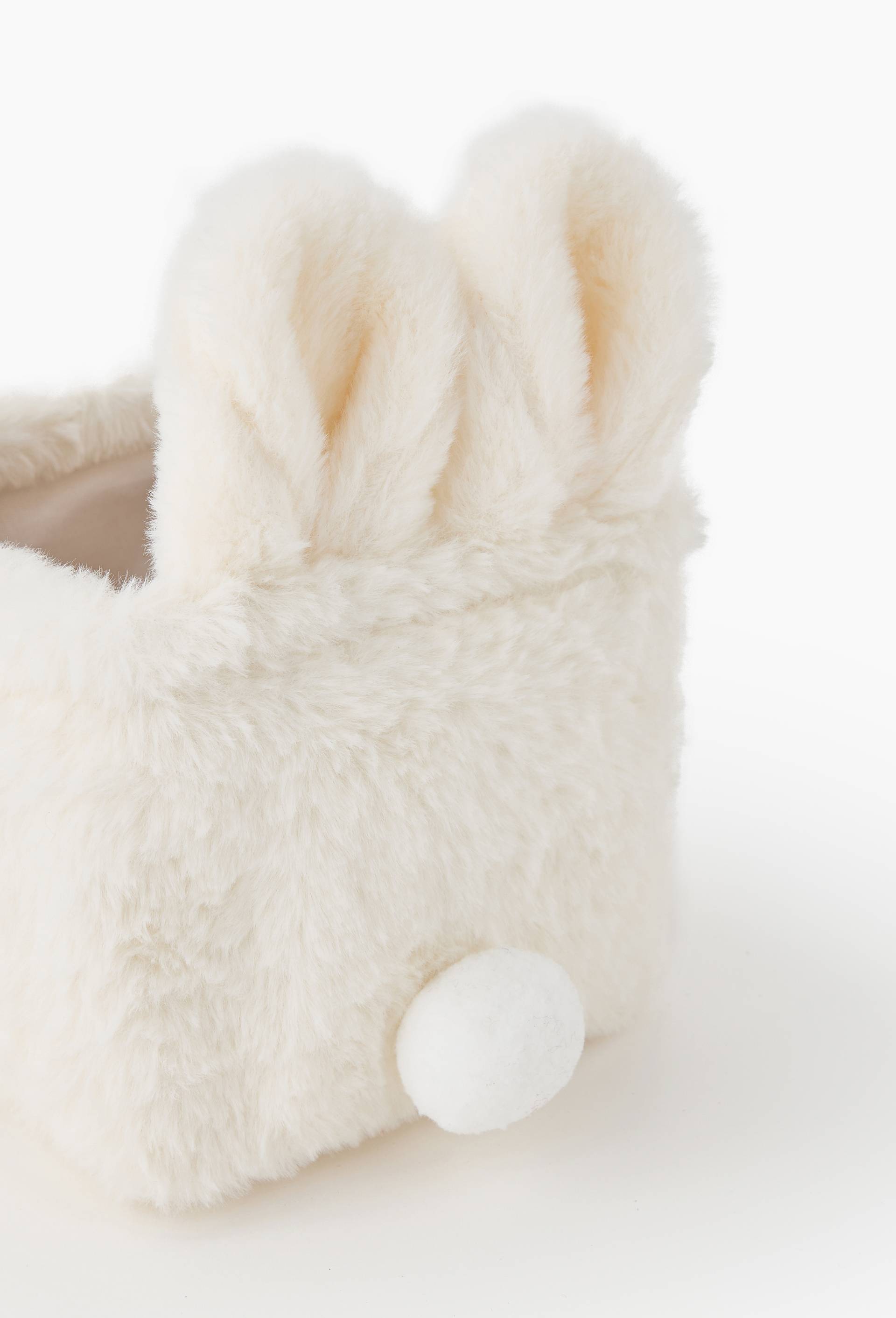 Panier Lapin doudou queue, 15 x 15 x 12 cm, en polyester, Ecru, large image number 1