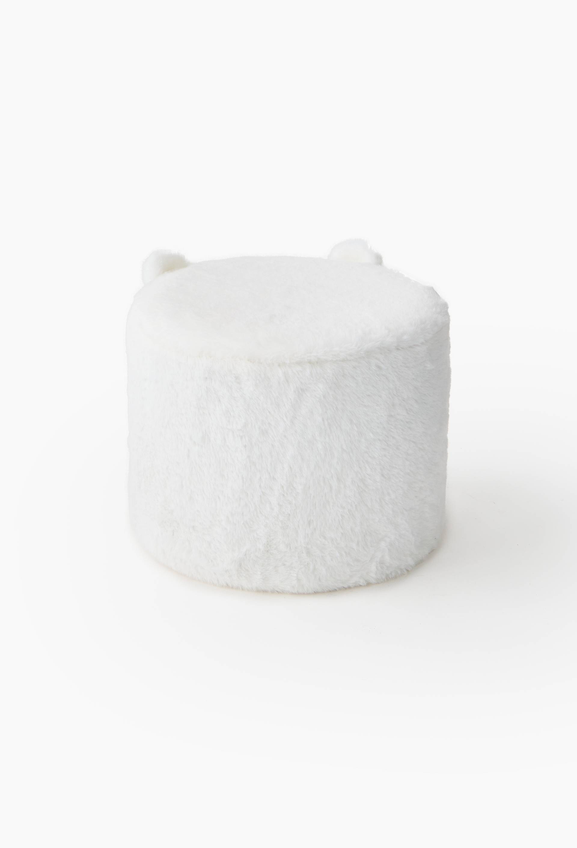 Pouf oreilles ours, 31x31x25cm, en polyester, Ecru, large image number 1.0
