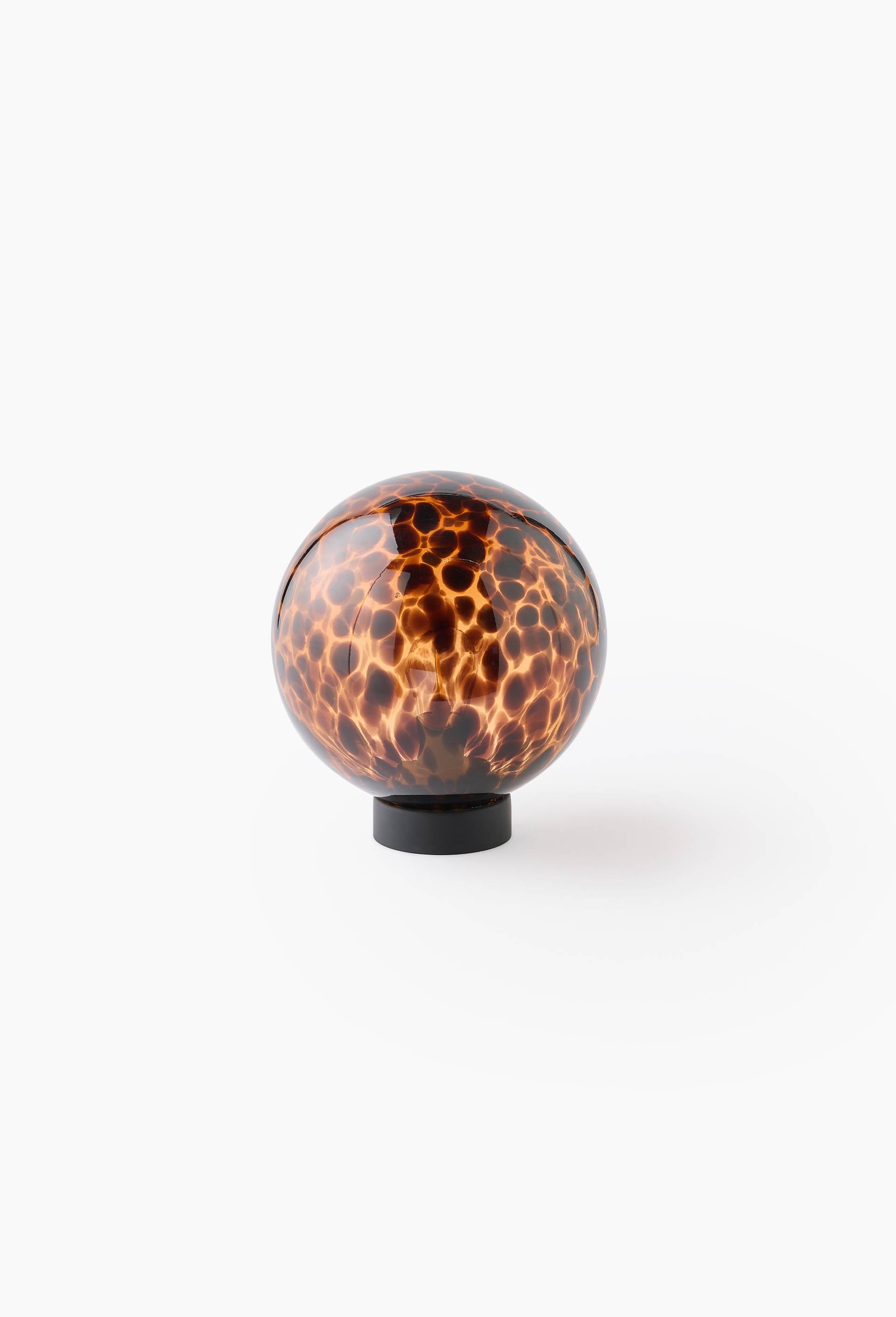 Lampe boule tachet&eacute;e, D20xH24cm, en verre, Jaune fonc&eacute;, large image number 0