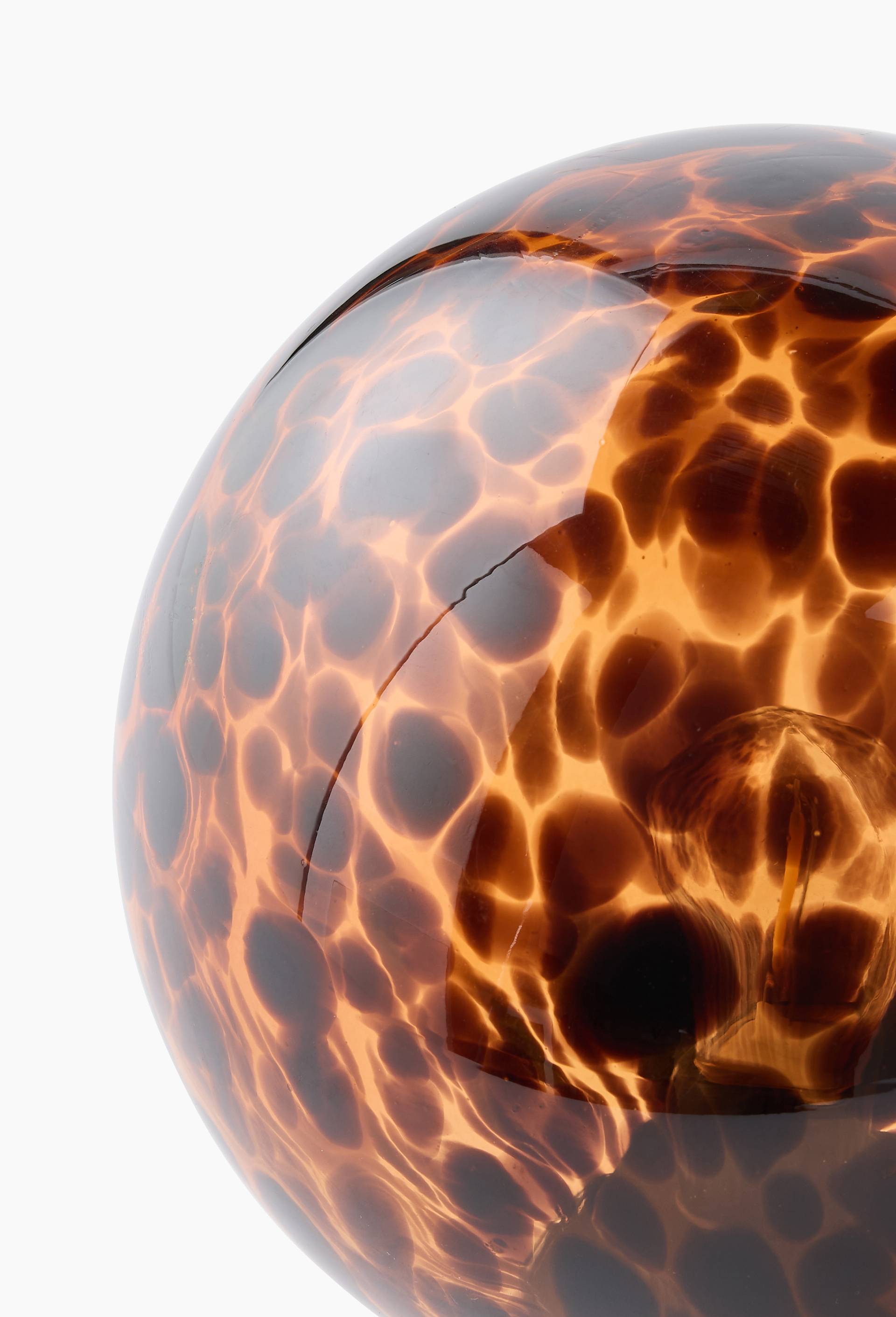 Lampe boule tachet&eacute;e, D20xH24cm, en verre, Jaune fonc&eacute;, large image number 1.0
