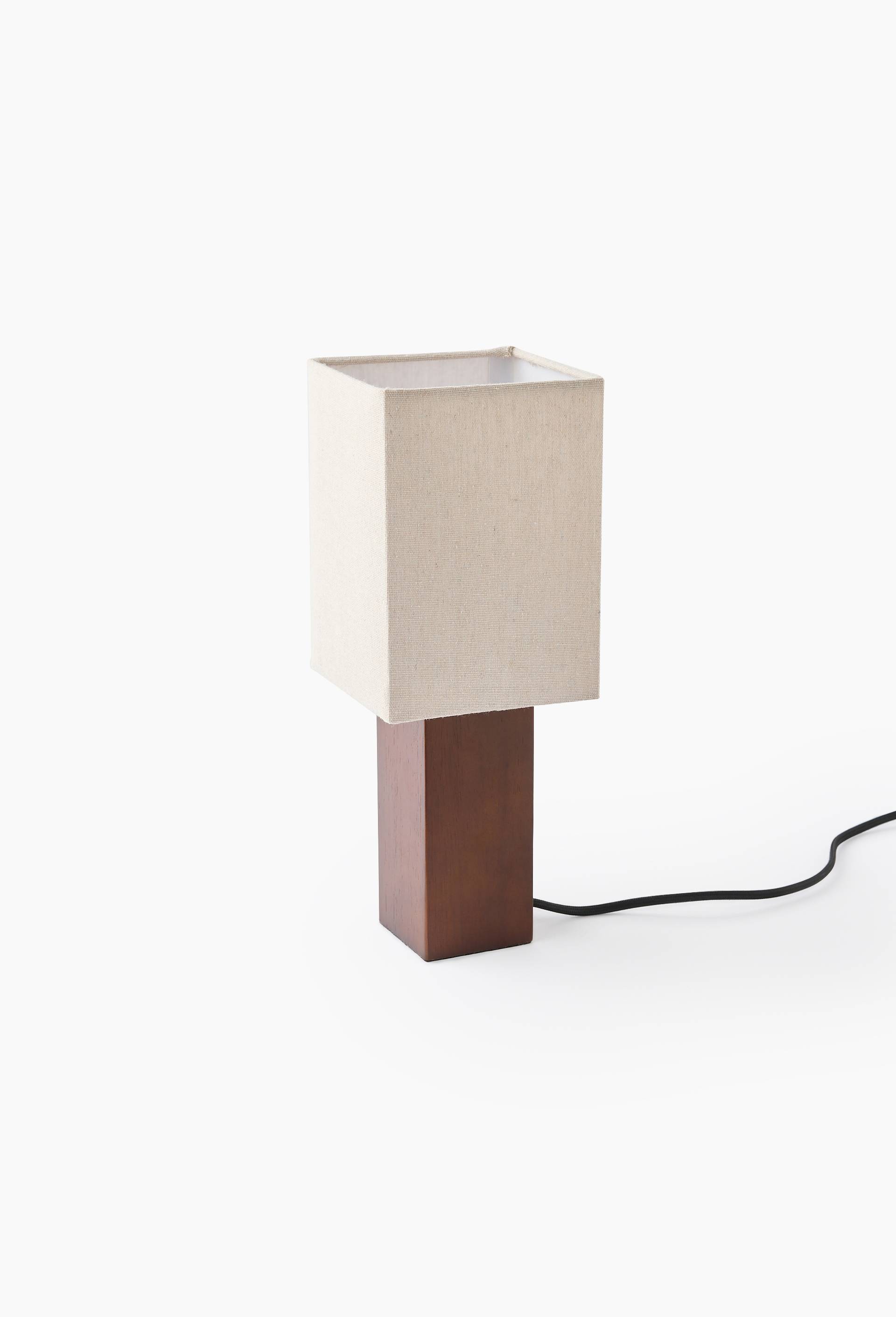 Lampe &agrave; poser, 13xH36cm, en bois et lin, Brun, large image number 0.0
