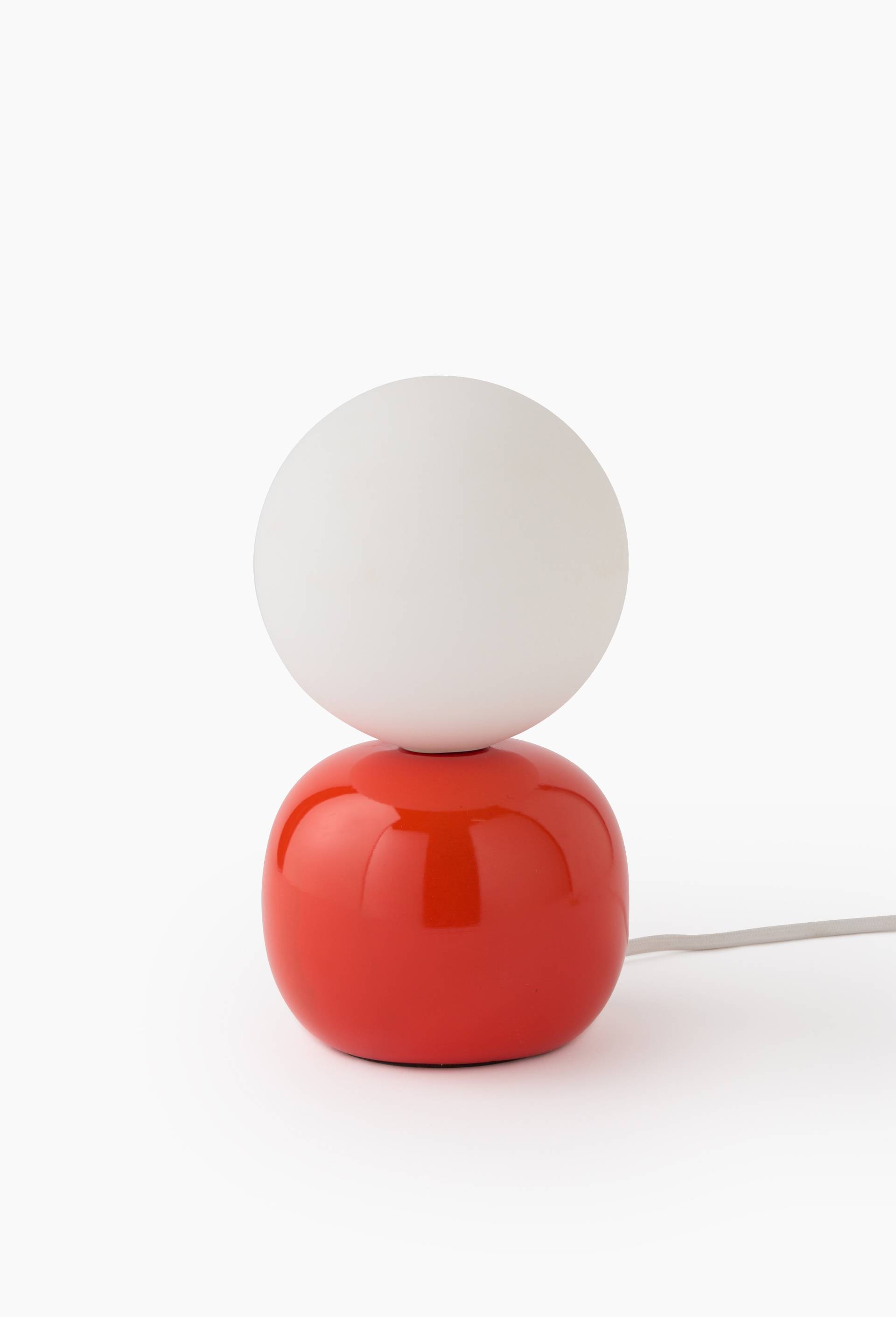 Lampe de chevet boule, 12xH20cm, en c&eacute;ramique, Orange, large image number 0