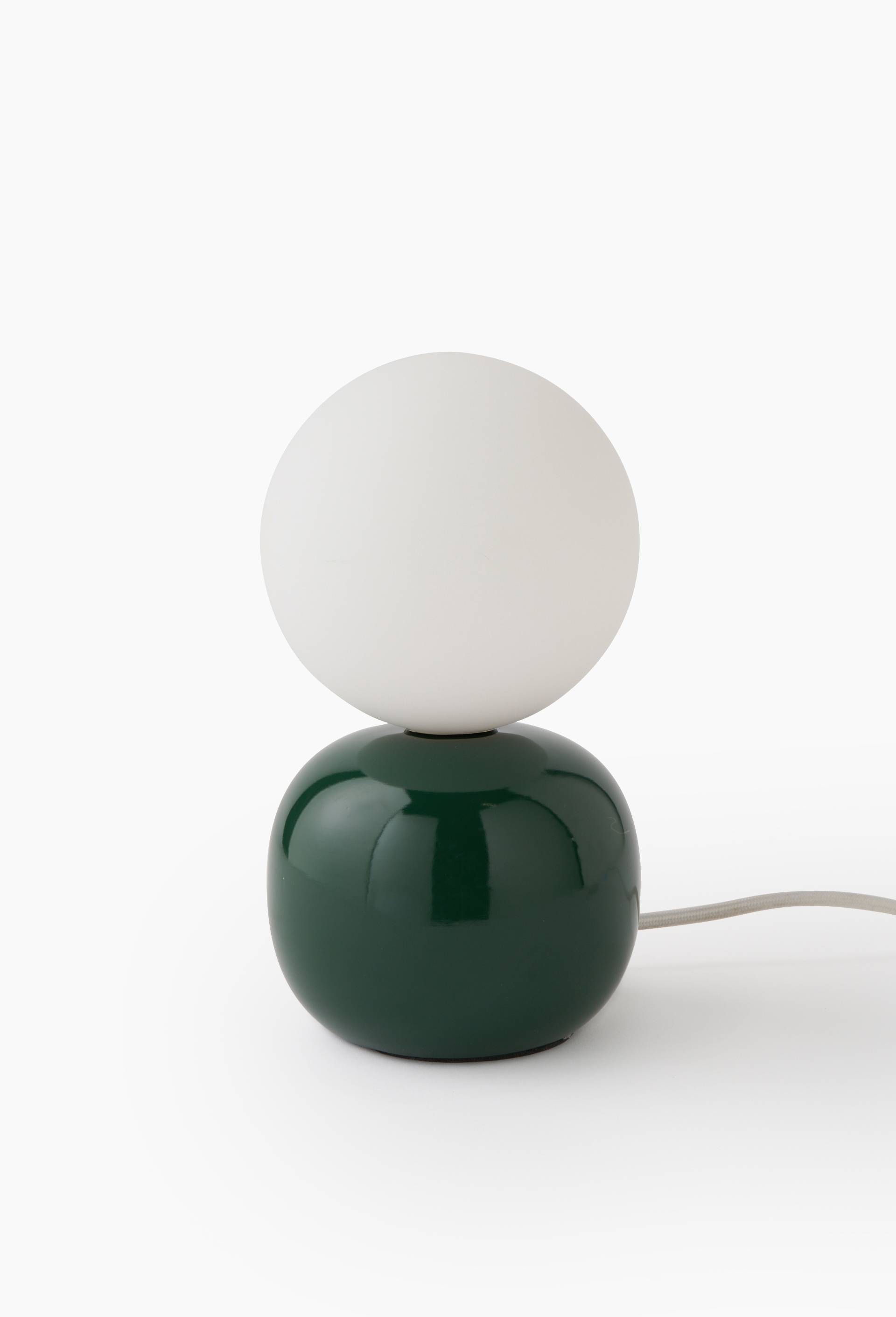 Lampe de chevet boule, 12xH20cm, en c&eacute;ramique, Vert fonc&eacute;, large image number 0
