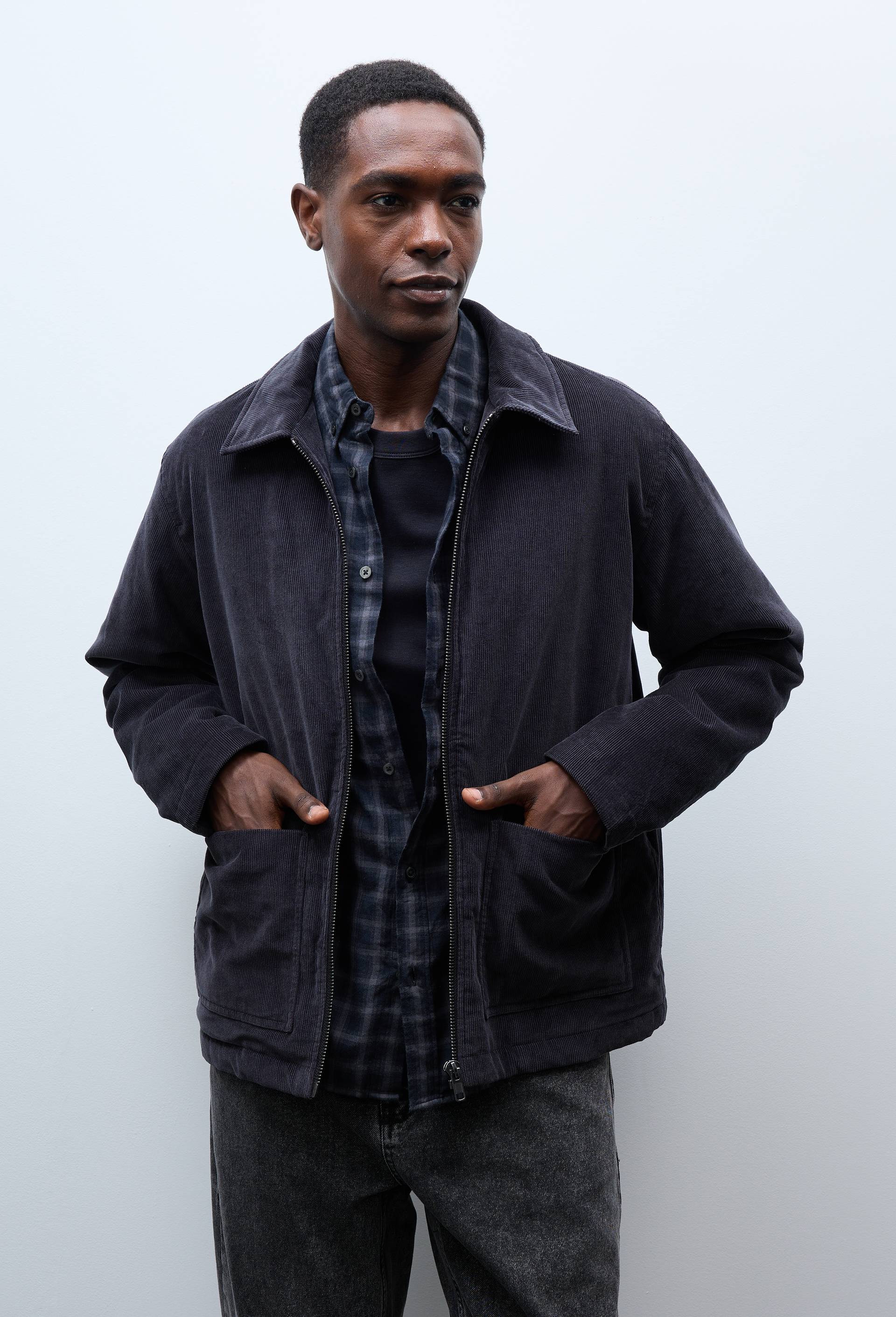 Veste col chemise en velours, Noir, large image number 0.0