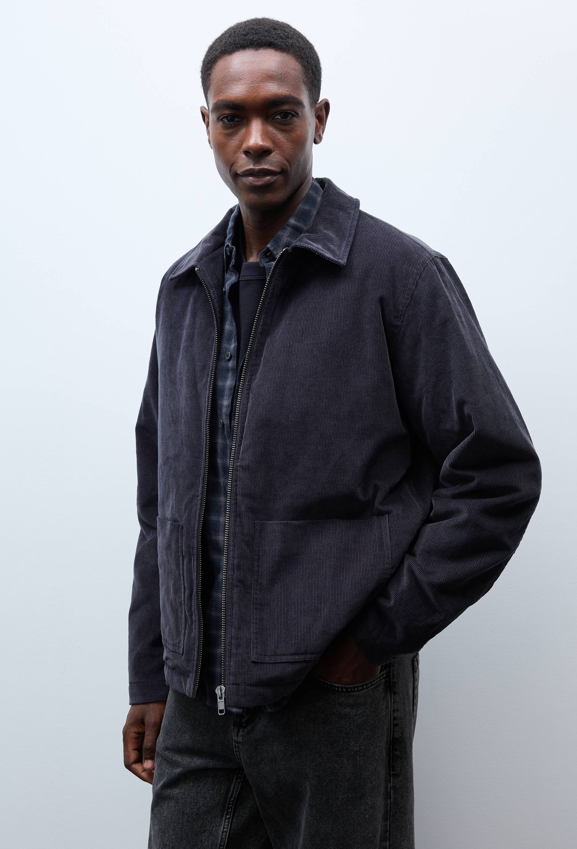 Veste col chemise en velours, Noir, large image number 1.0
