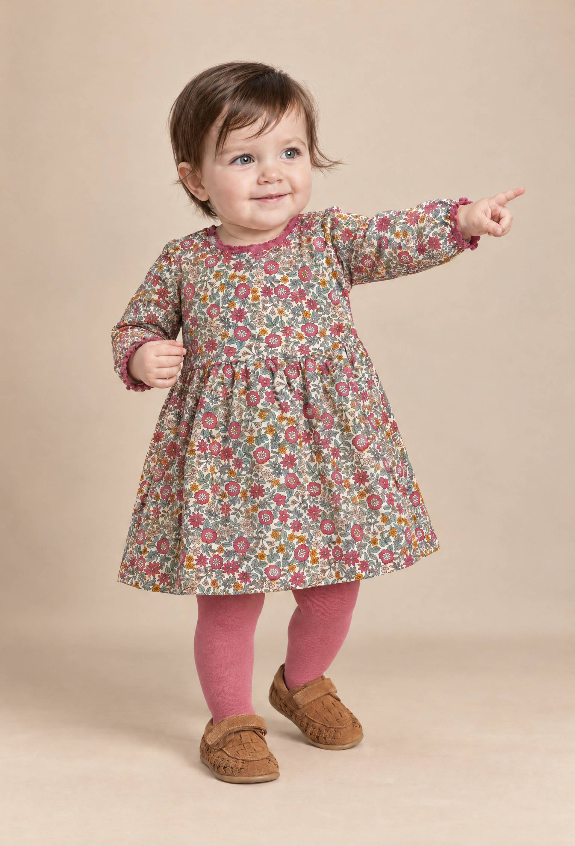 Robe imprim&eacute;e en coton BIO GOTS, Beige clair, large image number 0