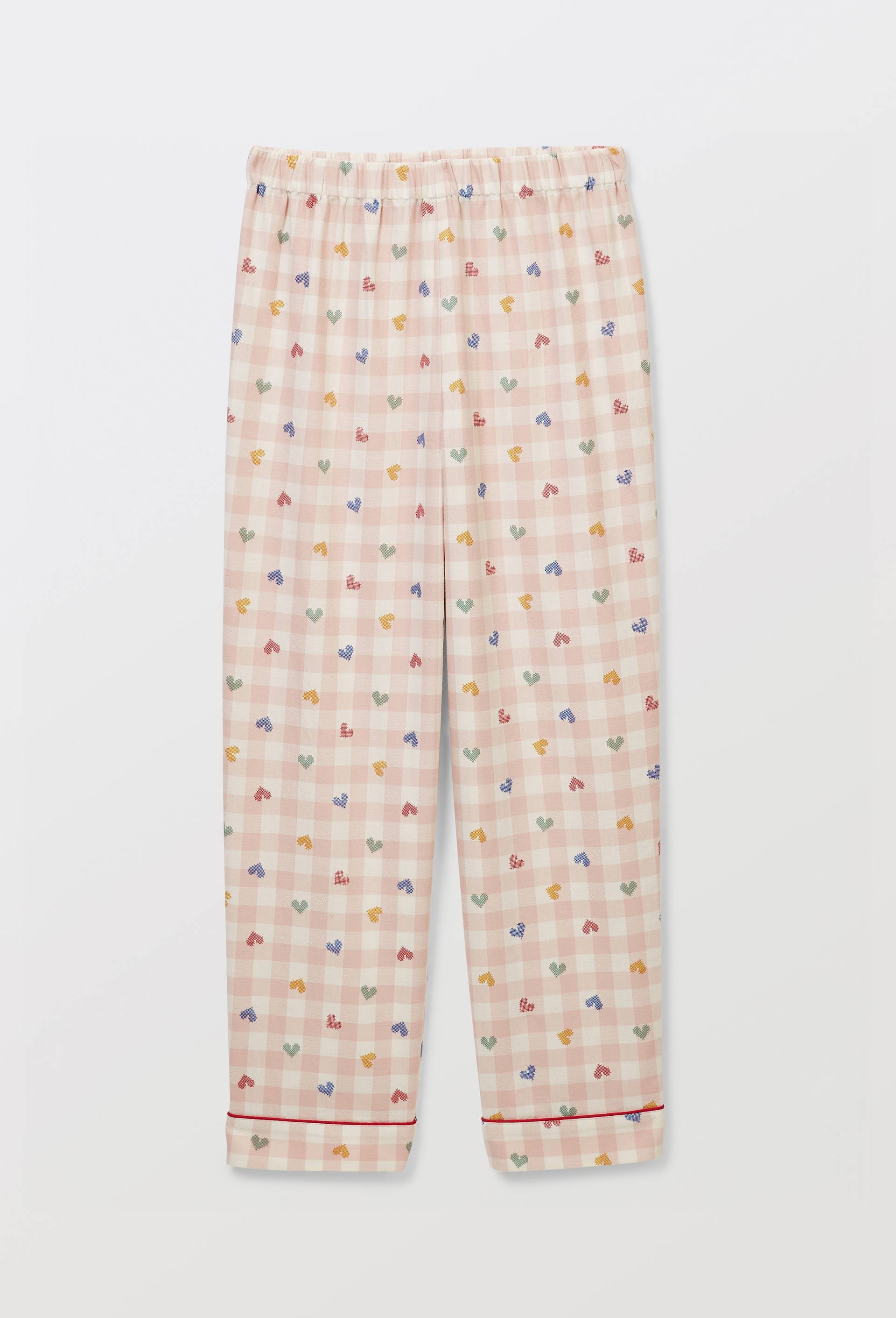 Pyjama en coton imprim&eacute; vichy coeur, Rose clair, large image number 3.0