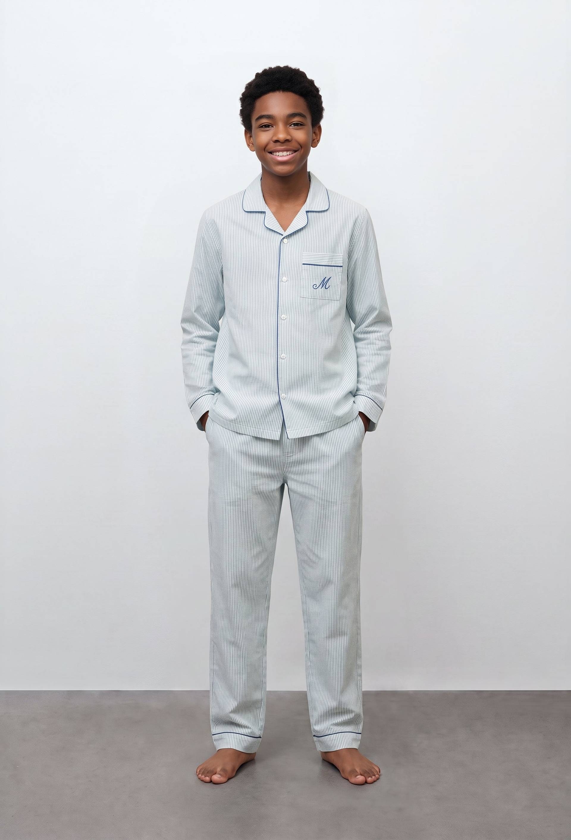 Pyjama en coton ray&eacute;, Vert, large image number 0.0