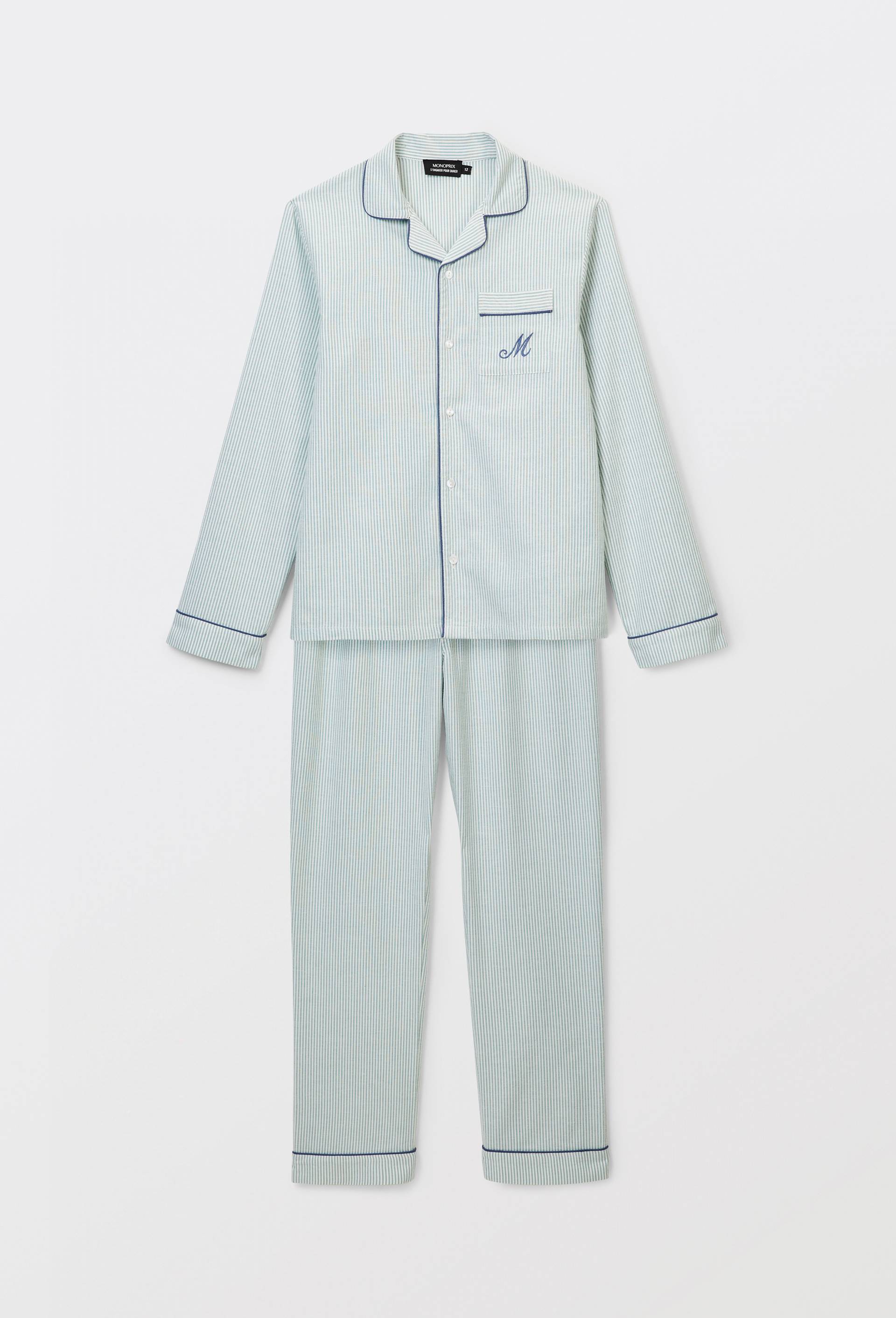 Pyjama en coton ray&eacute;, Vert, large image number 1
