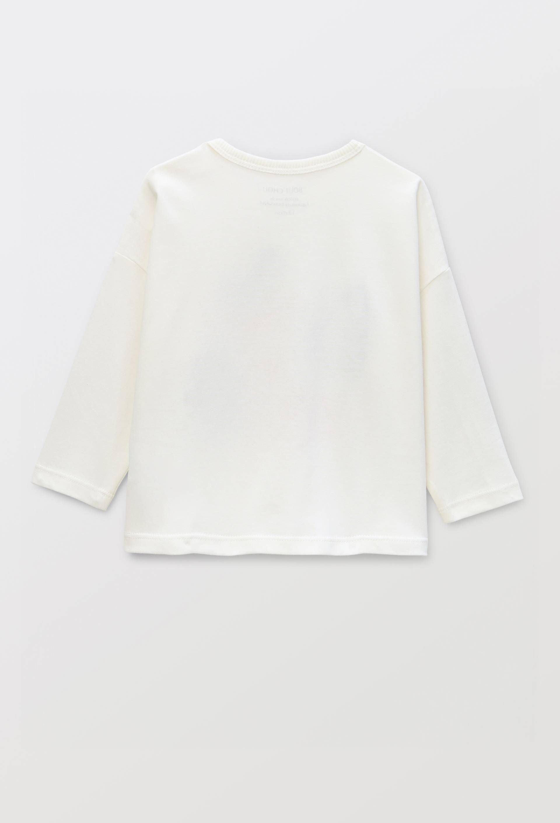 T-shirt manches longues imprim&eacute; en coton BIO GOTS, Ecru, large image number 1
