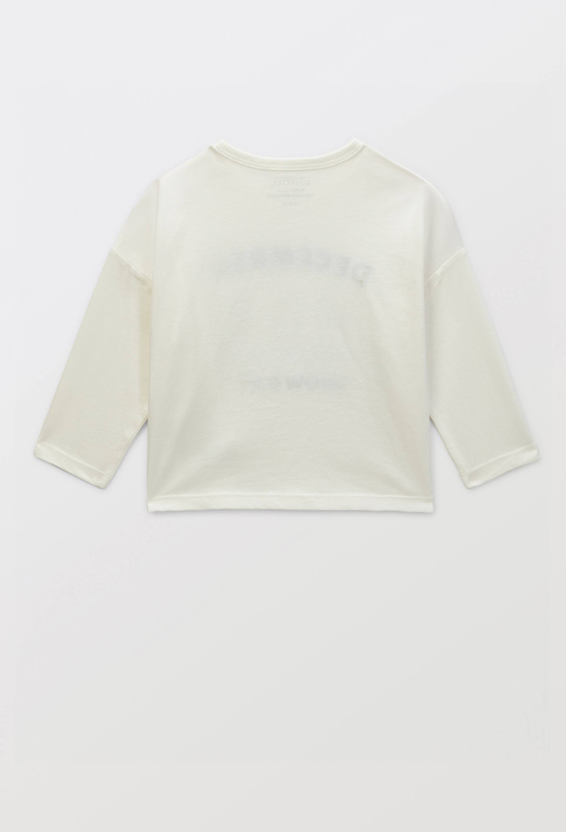 T-shirt manches longues imprim&eacute; en coton BIO GOTS, Beige clair, large image number 2