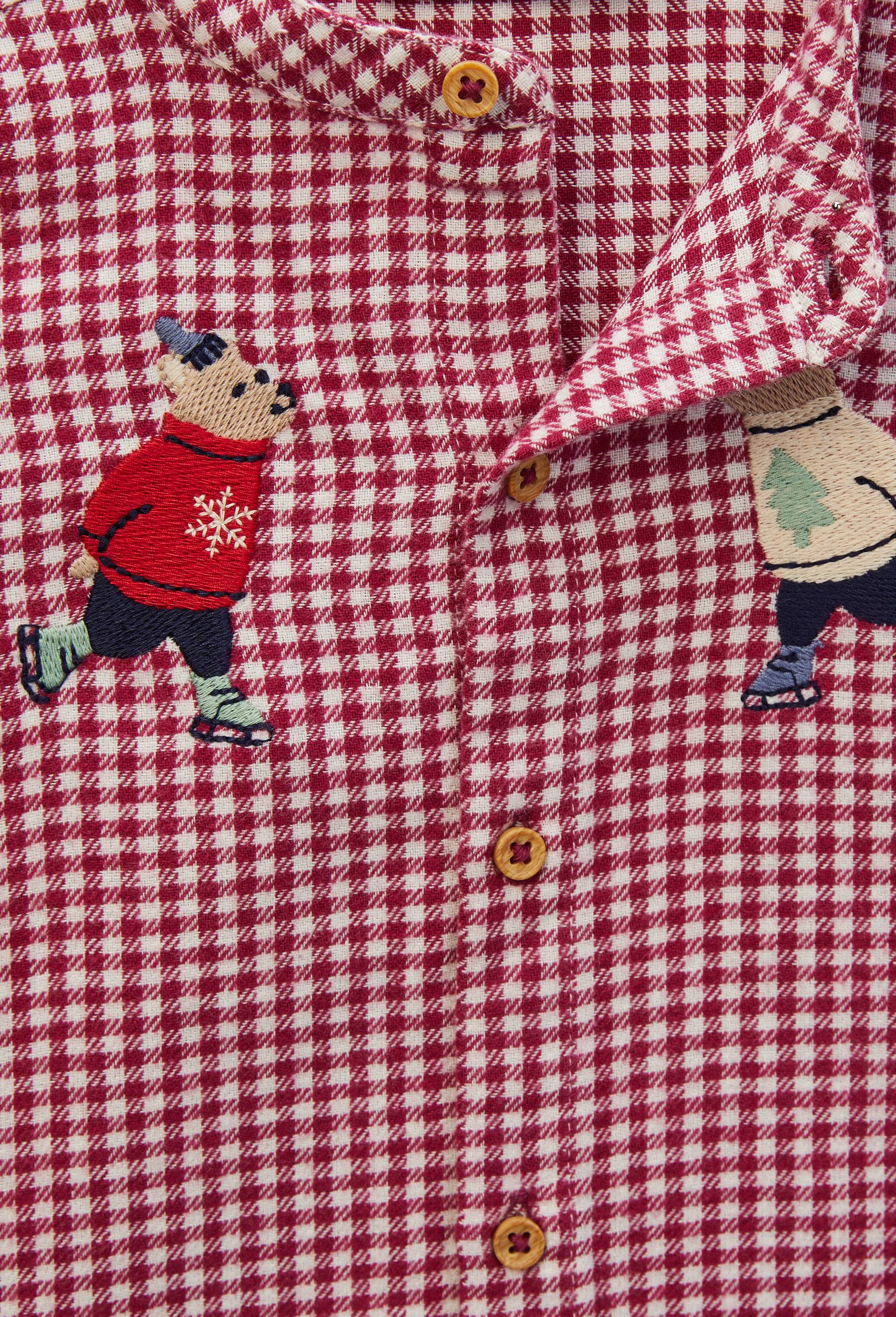 Chemise col mao &agrave; carreaux en coton BIO GOTS, Rouge fonc&eacute;, large image number 2.0