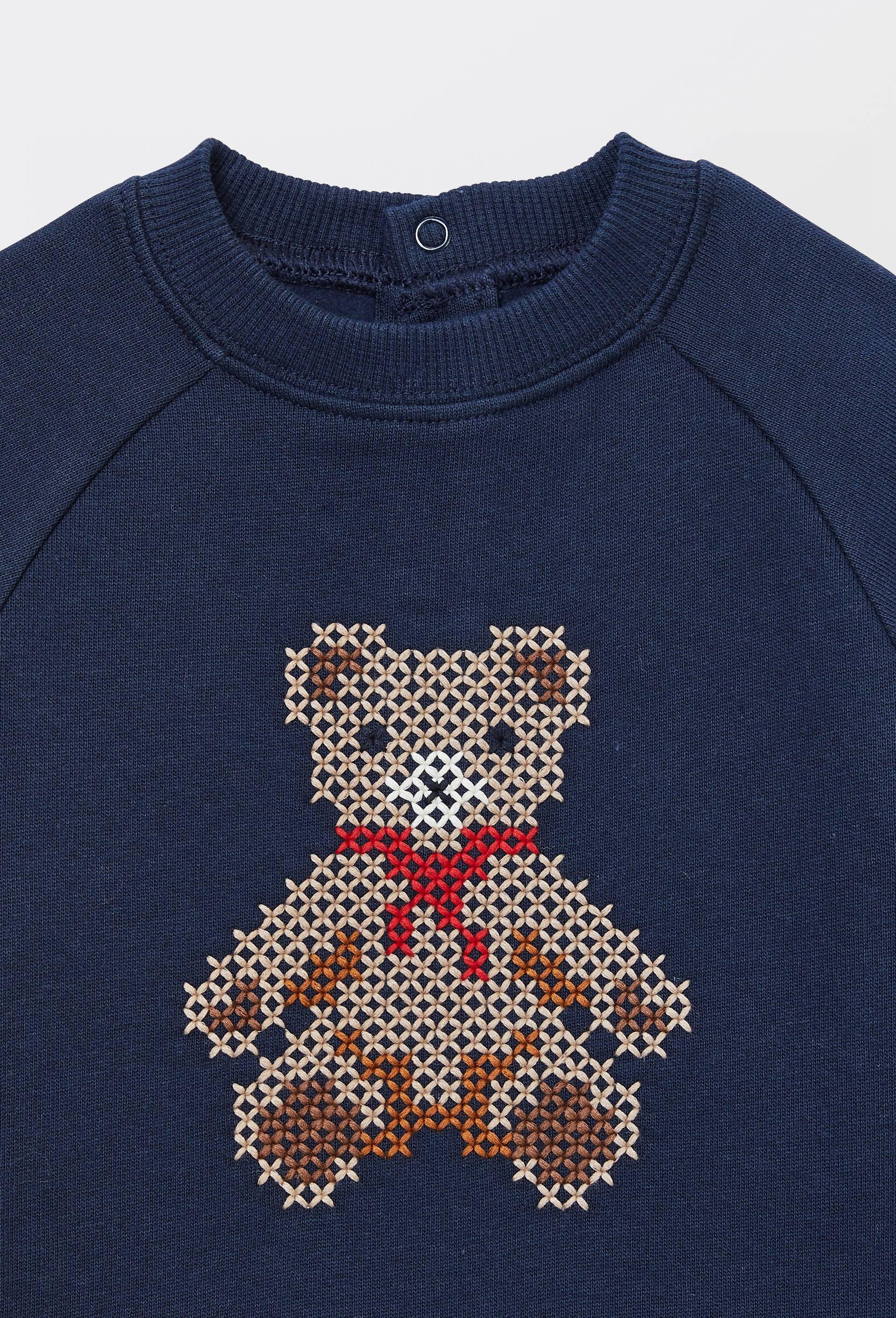 Sweat brod&eacute; en coton BIO GOTS, Bleu fonc&eacute;, large image number 2