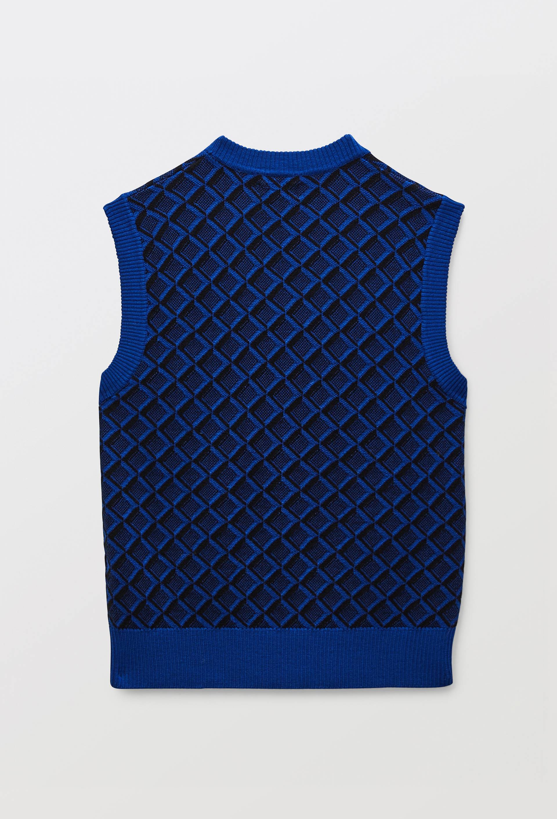Pull sans manche &agrave; motifs, contenant de la Laine M&eacute;rinos, Bleu, large image number 3.0