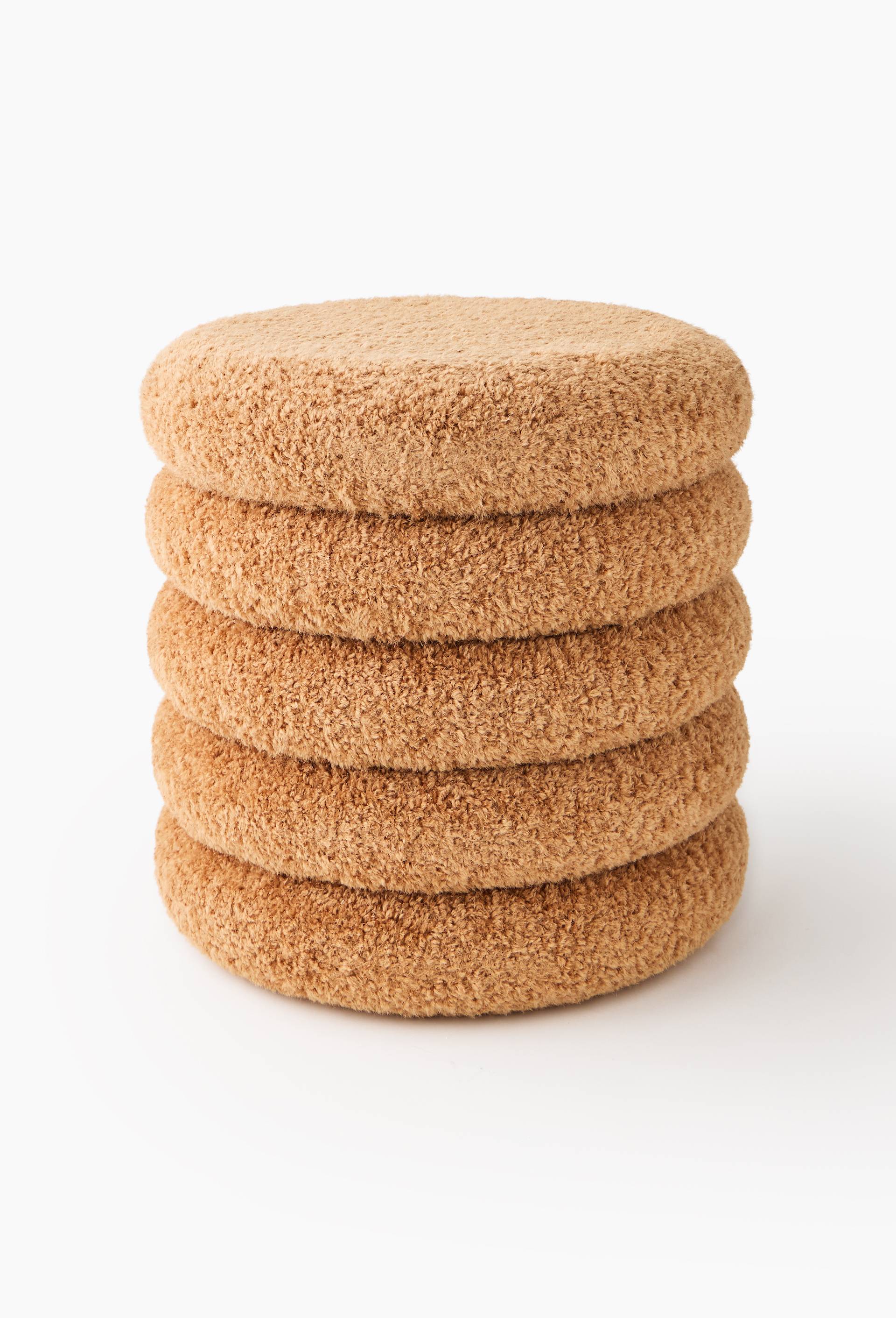Pouf coffre effet gratt&eacute;, D42xH41cm, en polyester, Brun, large image number 0