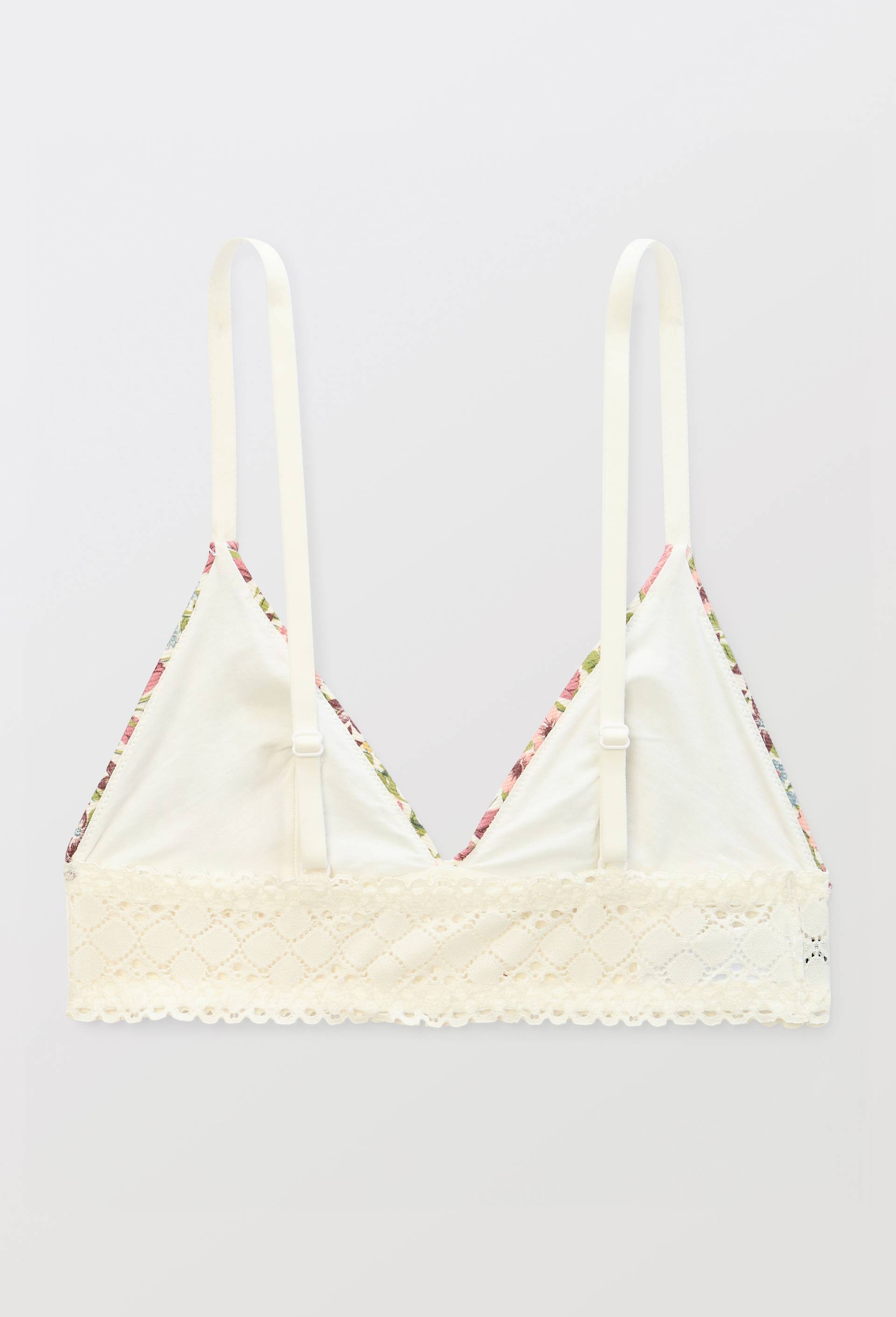 Brassi&egrave;re AMAR en coton imprim&eacute; avec dentelle, Beige clair, large image number 5