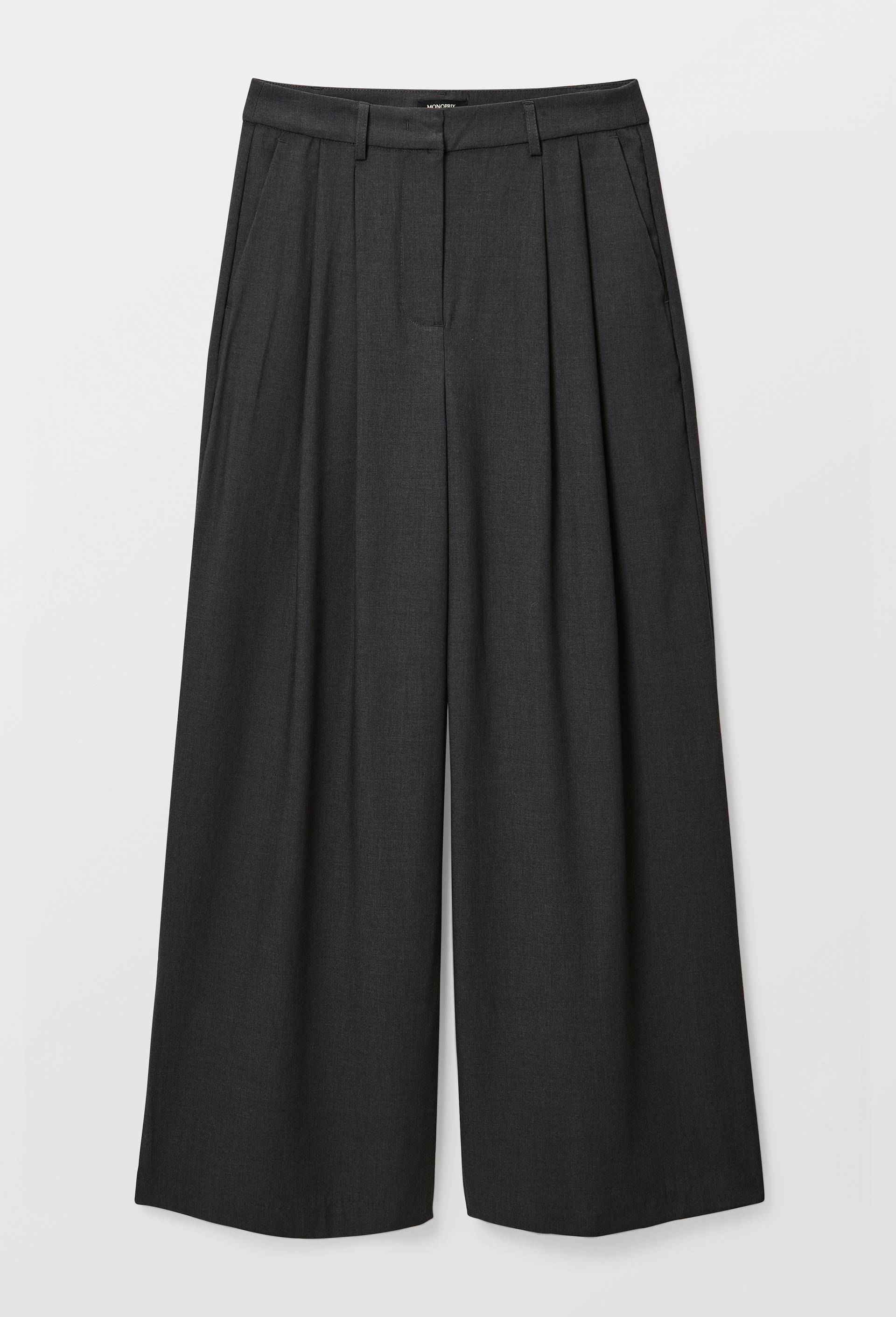Pantalon large uni &agrave; pinces, Gris fonc&eacute;, large image number 2