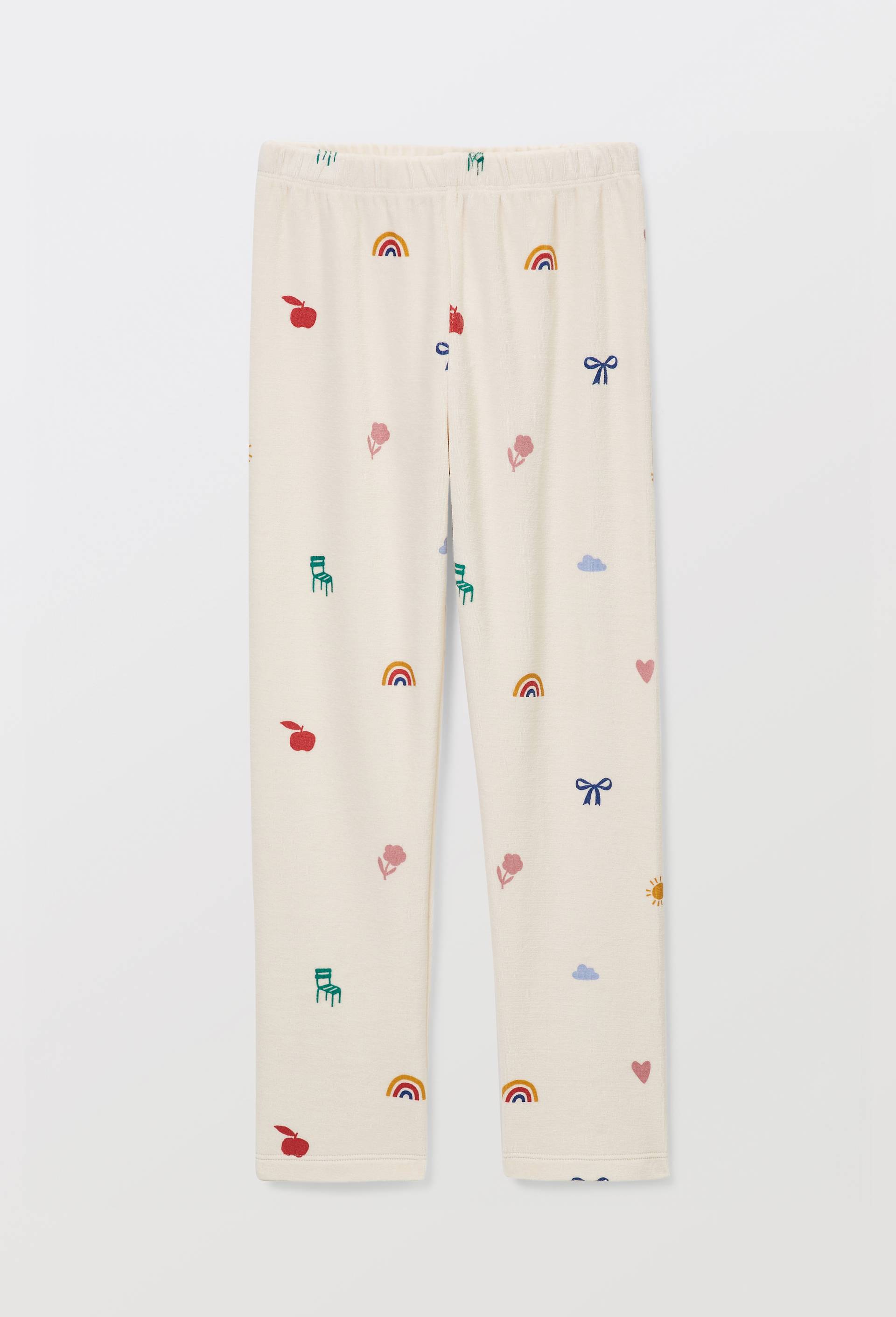 Pyjama velours manches longues imprim&eacute; en coton BIO GOTS, Beige clair, large image number 3