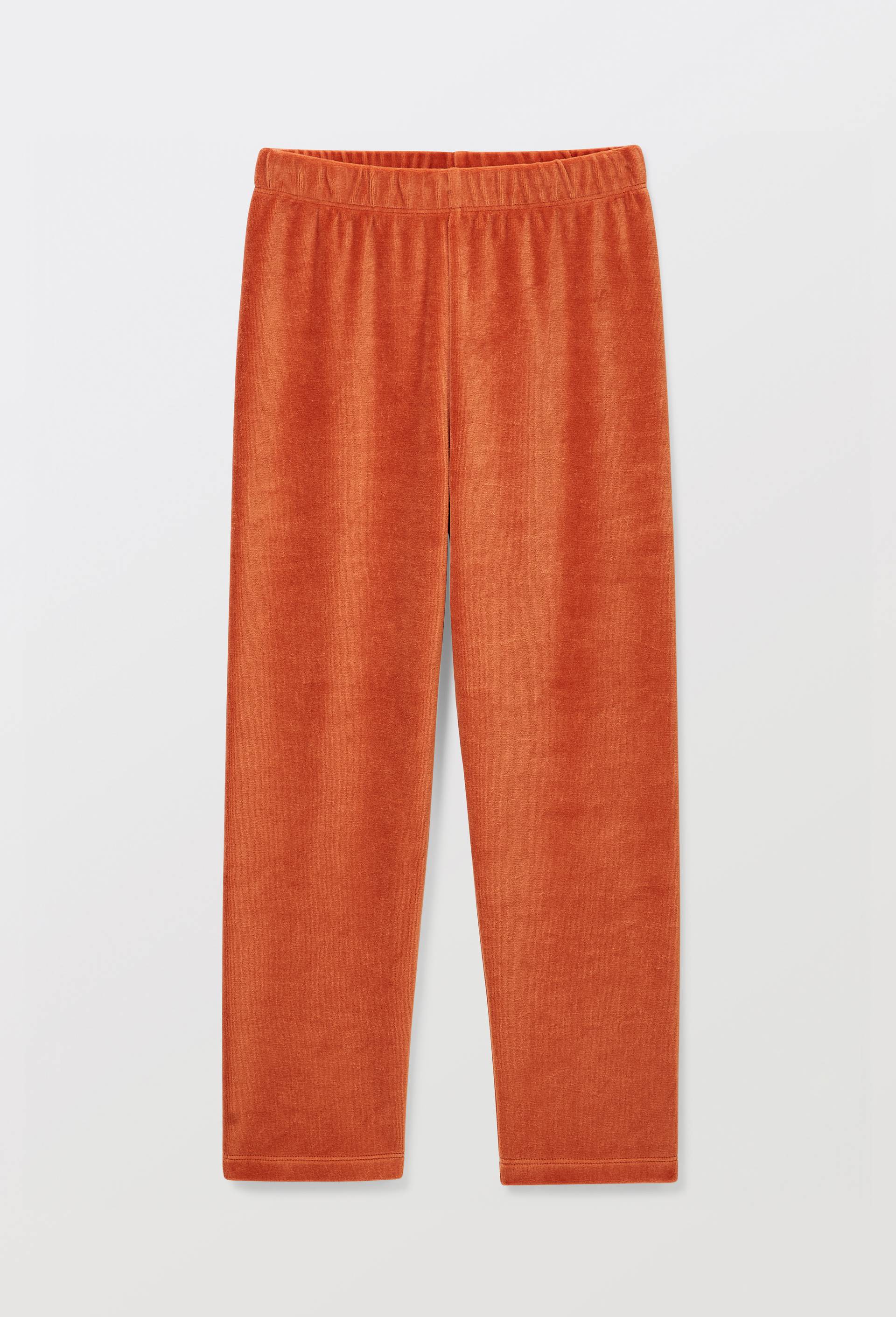 Pyjama velours manches longues imprim&eacute; en coton BIO GOTS, Orange fonc&eacute;, large image number 4