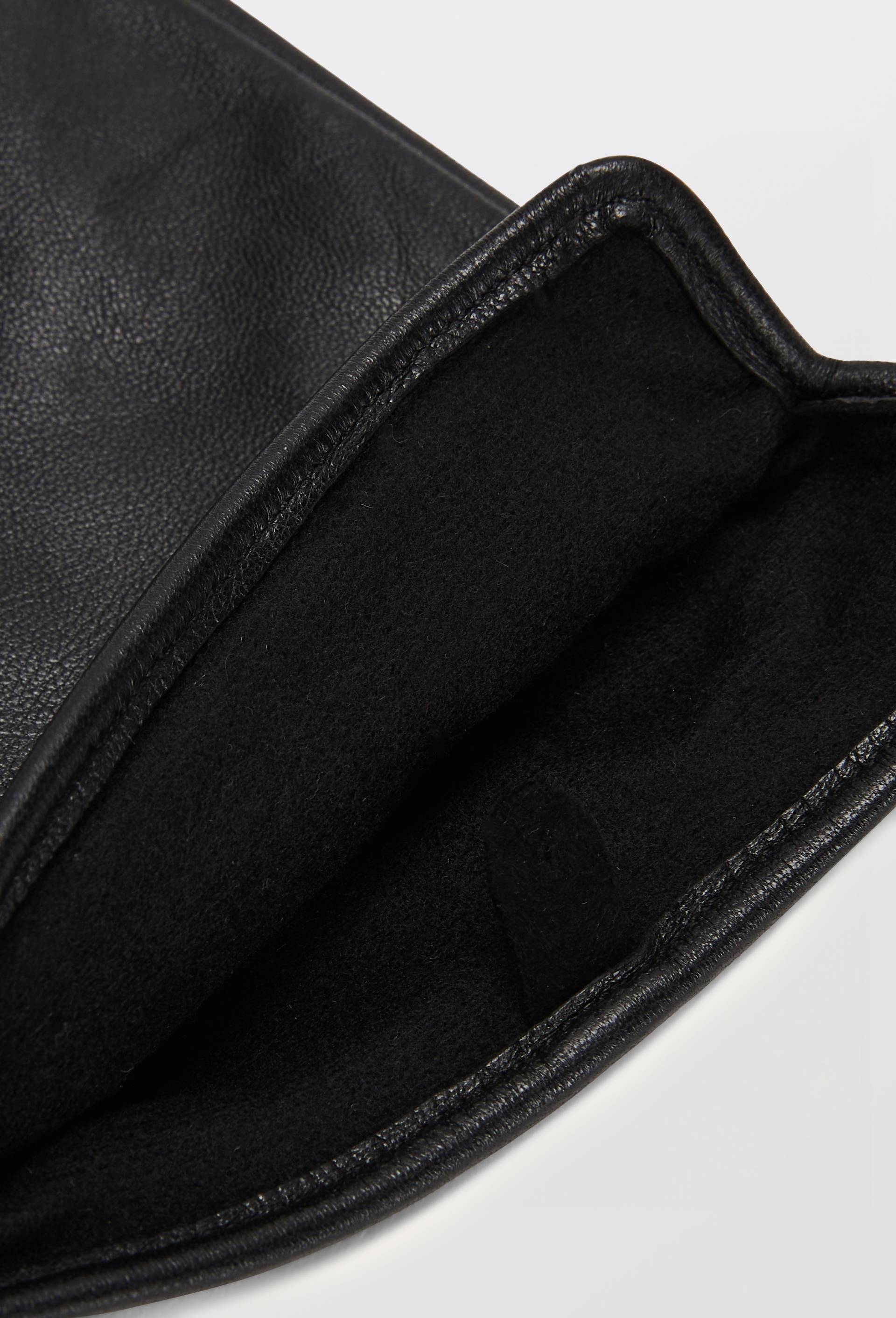 Gants longs tactiles en cuir, Noir, large image number 1