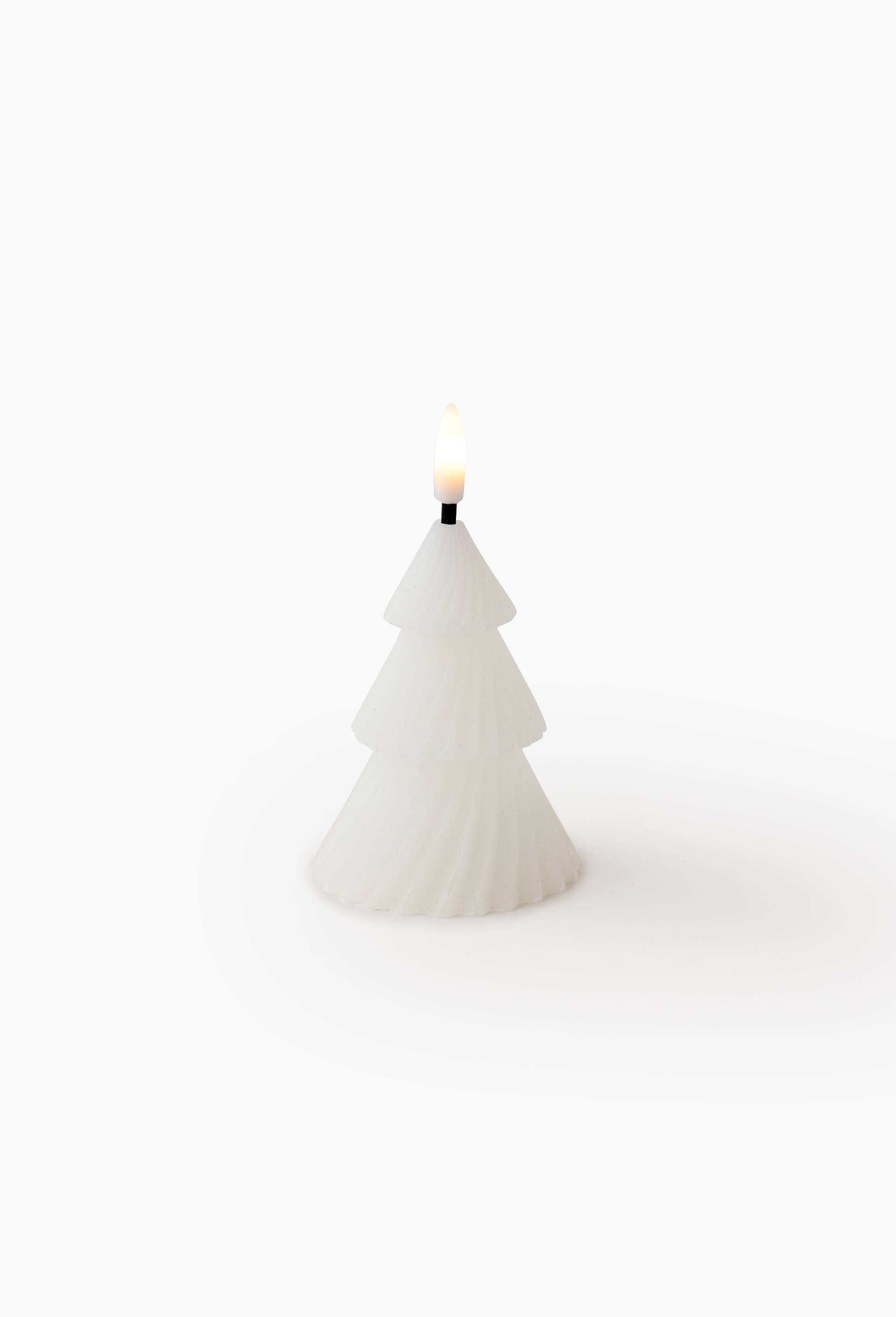 Bougie sapin LED, 7x8x9.5cm, &agrave; LED et en cire, Blanc, large image number 1