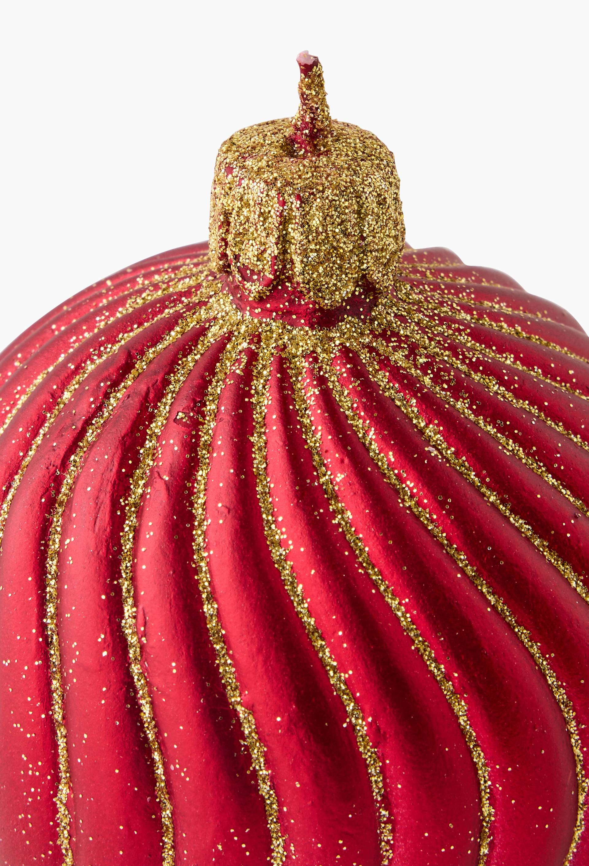 Bougie ronde stri&eacute;e, D7.5cm, en cire, Rouge, large image number 1