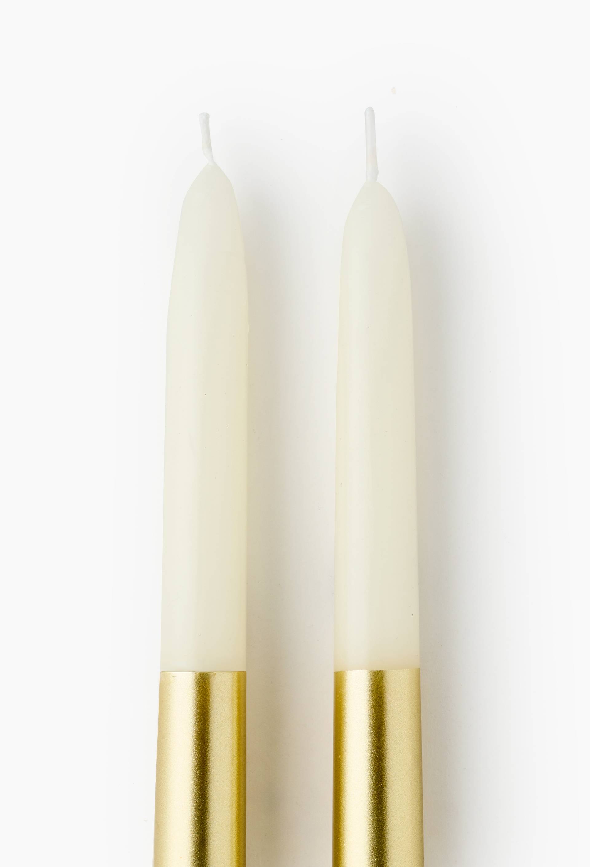 Lot de 2 bougies flambeaux bicolore, H25cm, en cire, Or, large image number 1