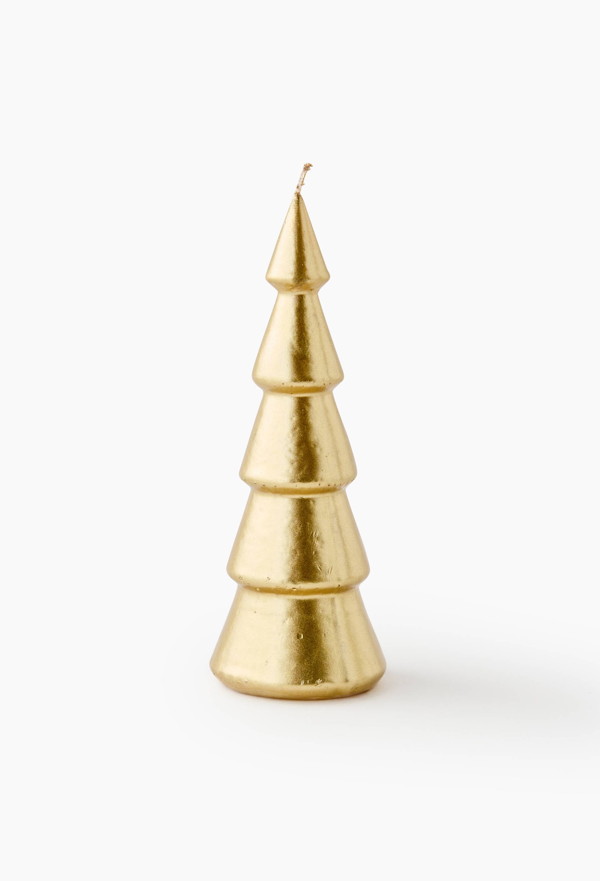 Bougie forme sapin, D6xH17 cm, en cire, Or, large image number 0