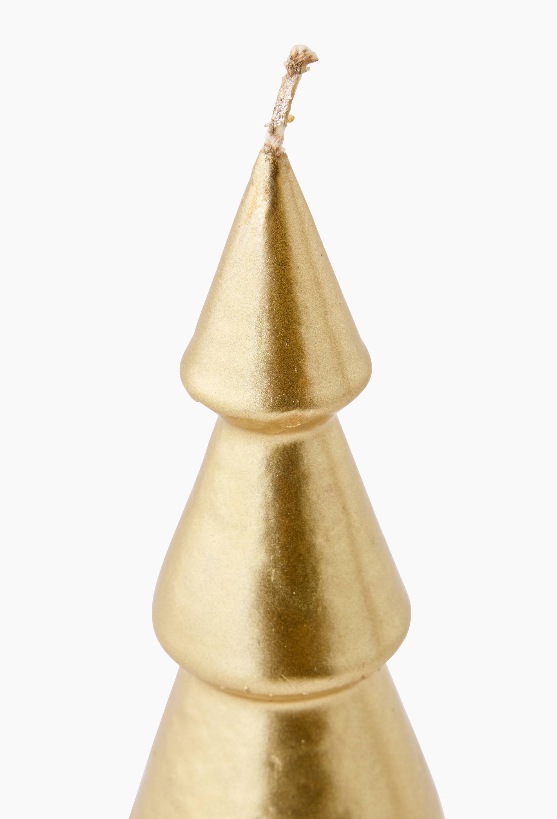 Bougie forme sapin, D6xH17 cm, en cire, Or, large image number 1