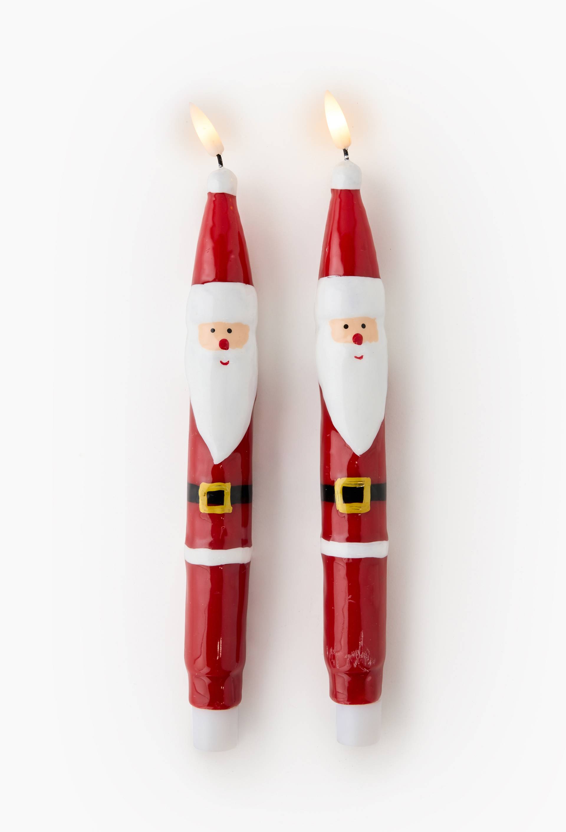 Lot de 2 bougies led cannele rouge, D5x5cm, en cire, Rouge, large image number 1