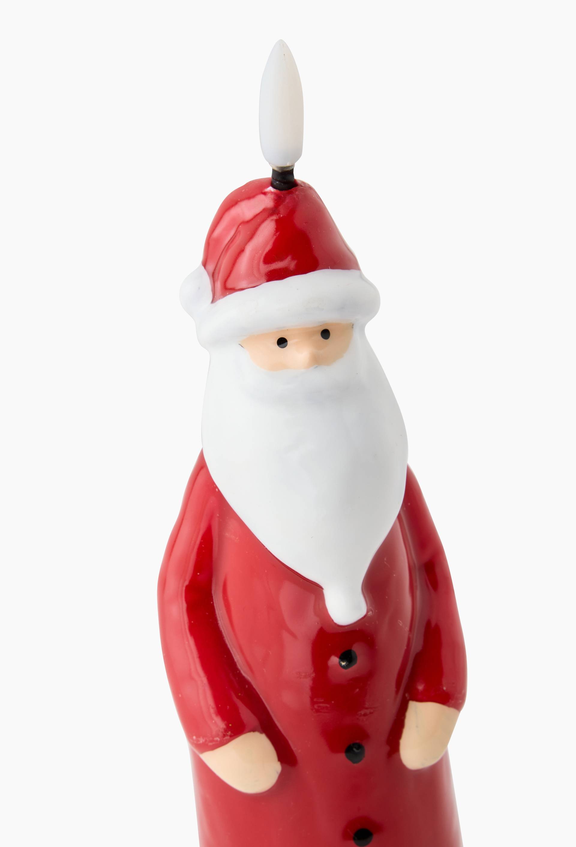 Bougie p&egrave;re No&euml;l led, D6,5 x H21,5 cm, en cire, Rouge, large image number 1