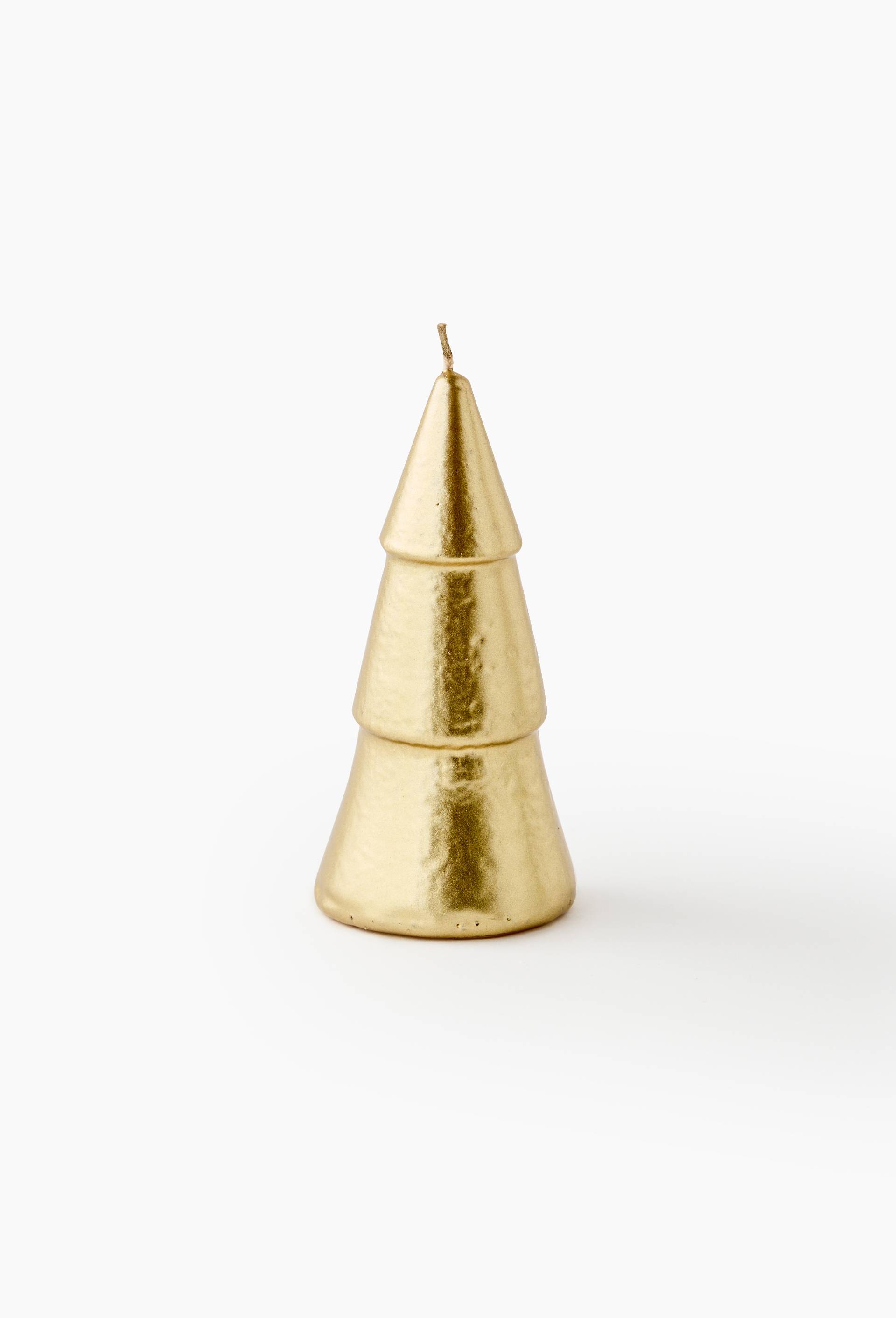 Bougie forme sapin 3 &eacute;tages, dia3,8 x 12cm, en cire, Or, large image number 0