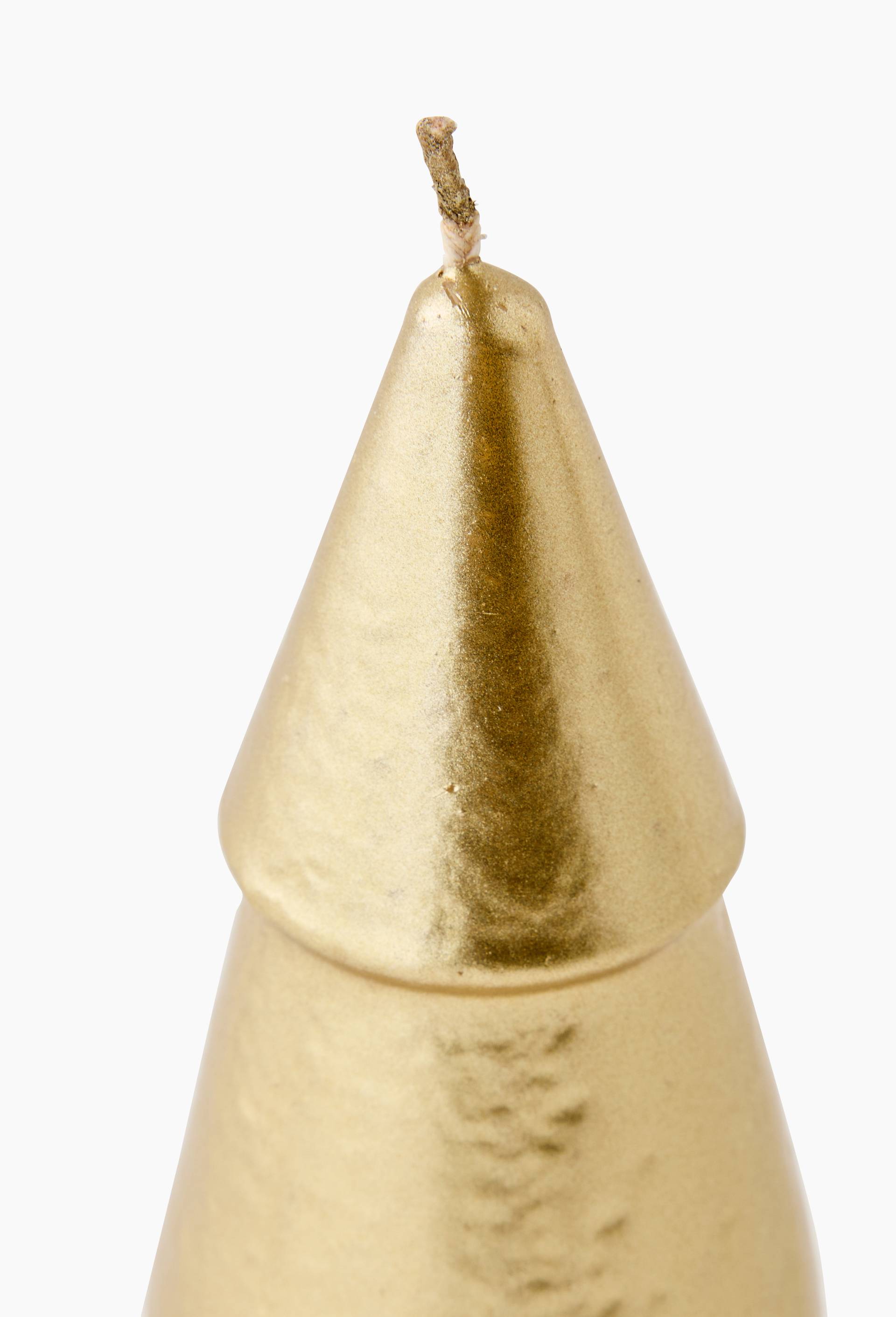 Bougie forme sapin 3 &eacute;tages, dia3,8 x 12cm, en cire, Or, large image number 1