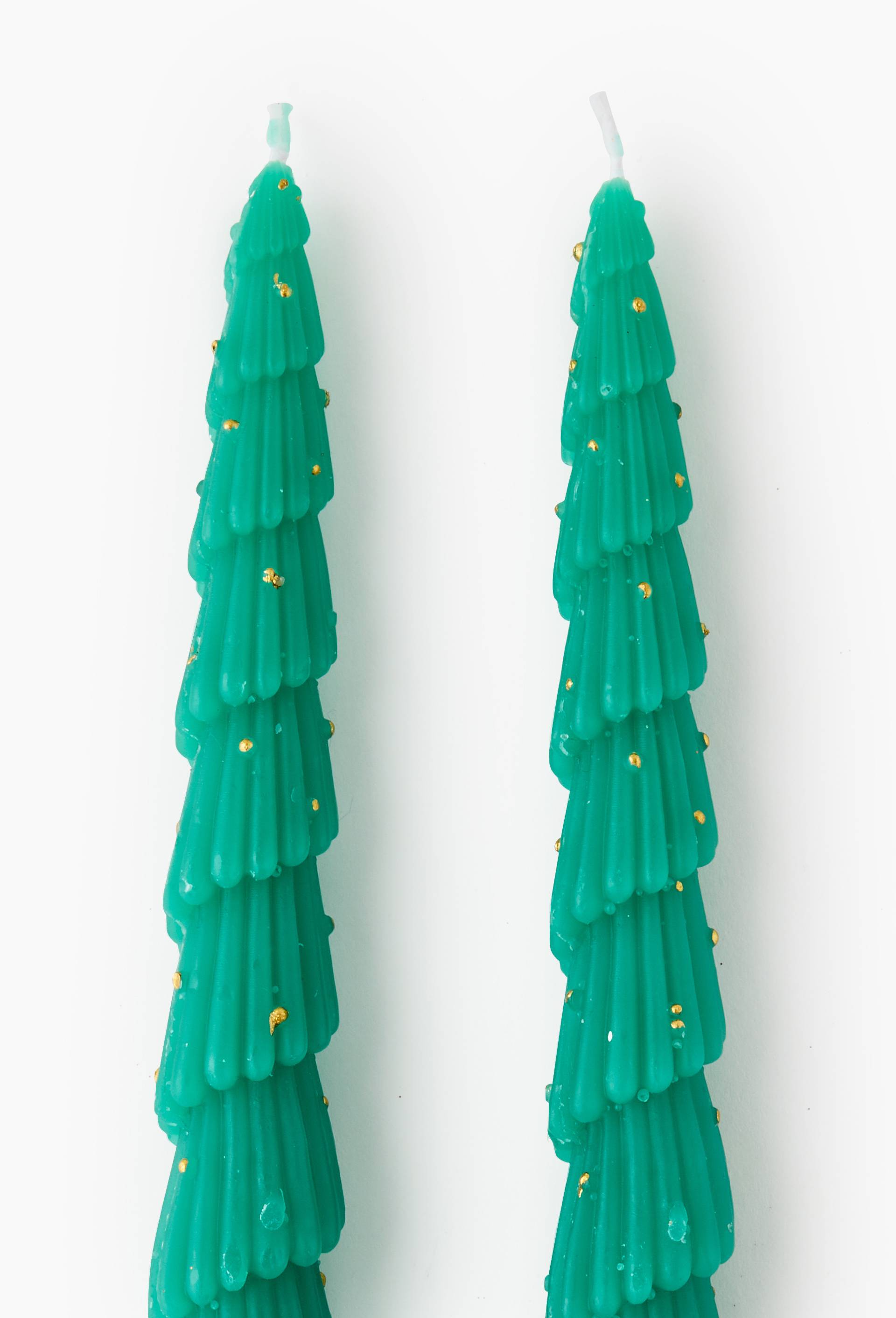 Lot 2 flambeaux sapin vert, 3,5 x 5,7 x 26,5 cm, en cire, Vert, large image number 1